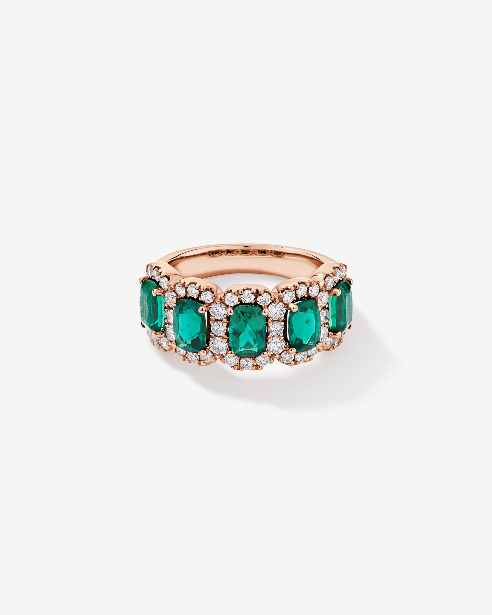 Created Emerald and 0.90 Carat TW Laboratory-Grown Diamond Ring 10kt Rose Gold