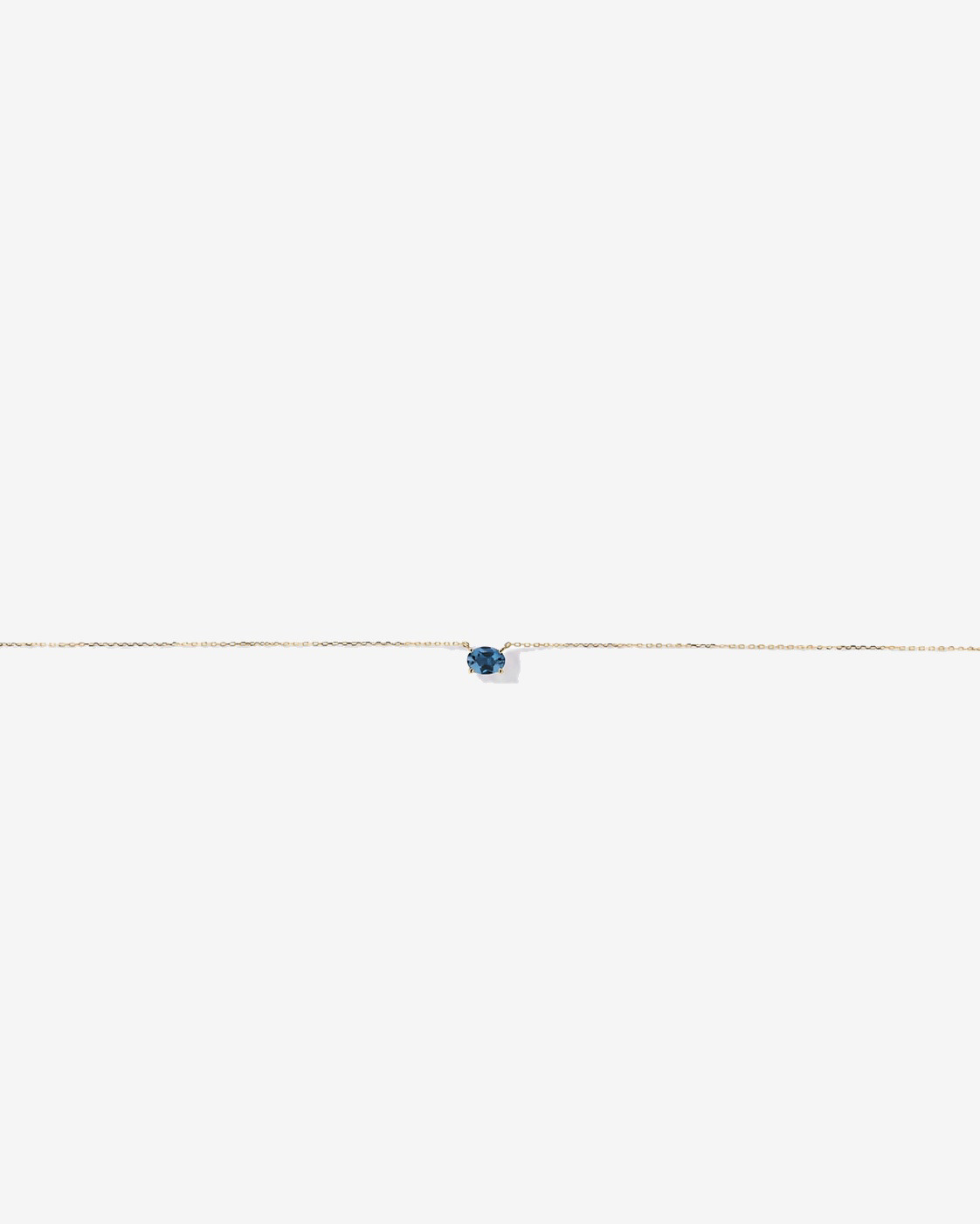 Oval East-West London Blue Topaz Necklace in 10kt Yellow Gold