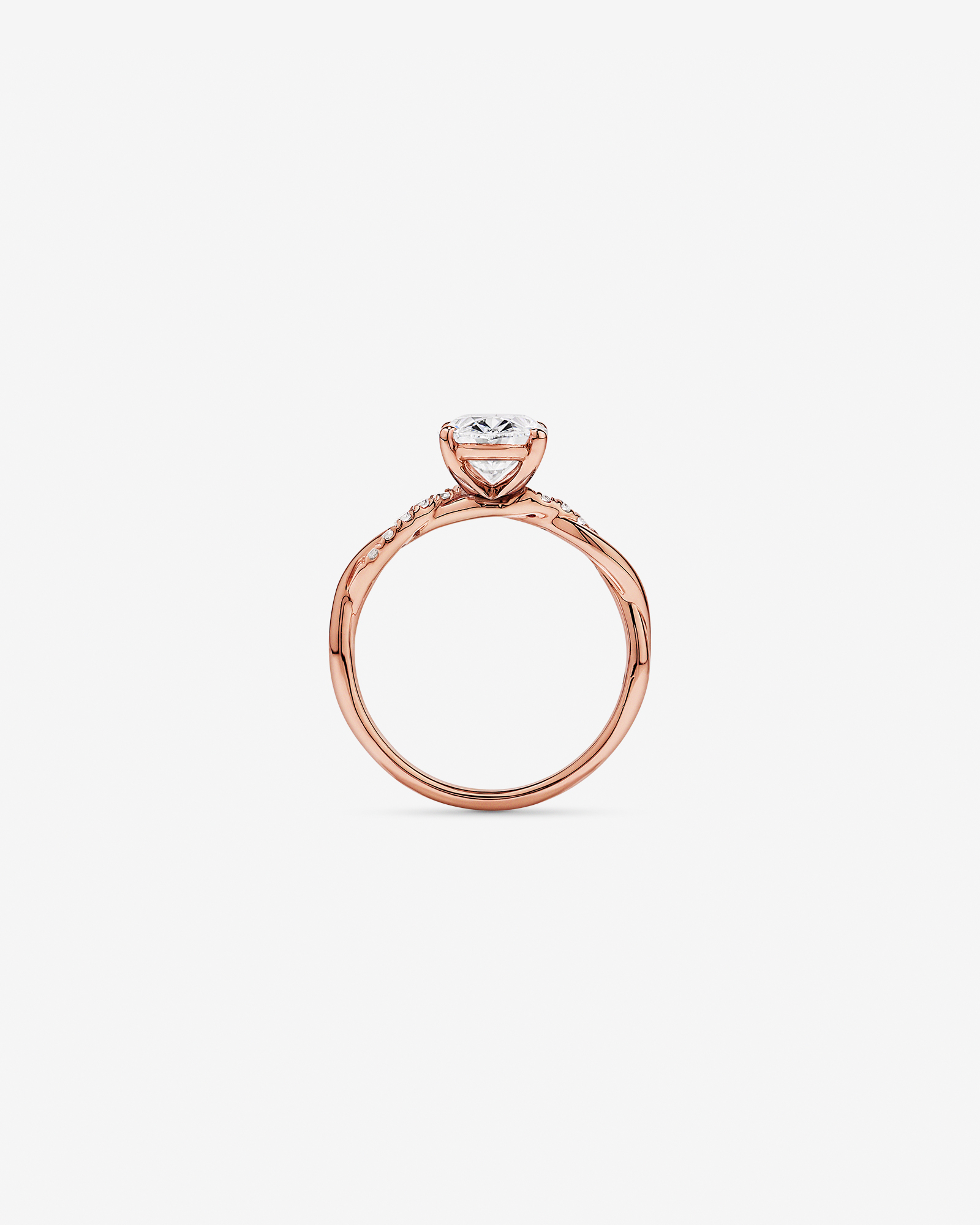 2.10TW Oval Laboratory-Grown Diamond Twist Engagement Ring 14kt Rose Gold