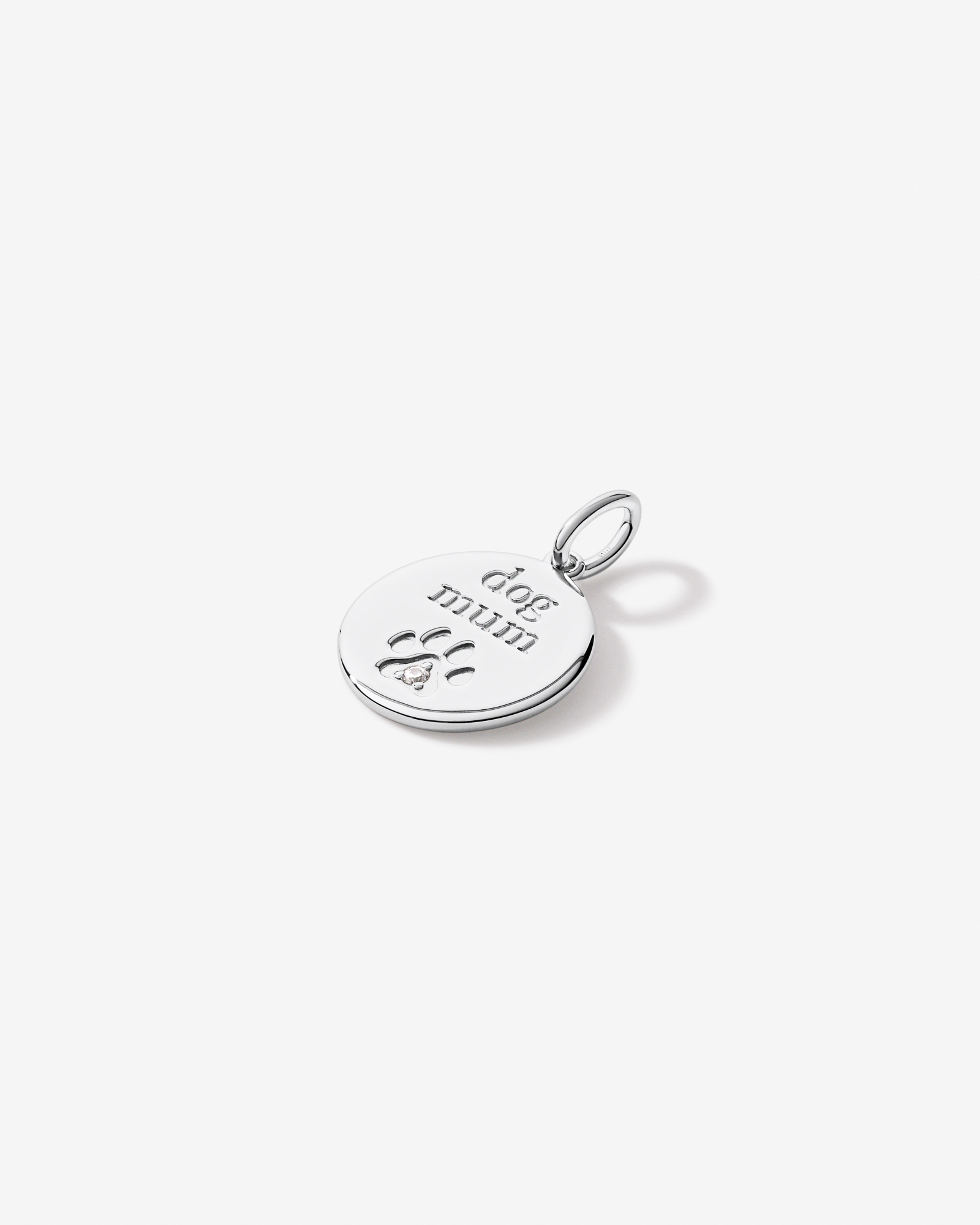 Dog Mum Cubic Zirconia Pendant in Sterling Silver
