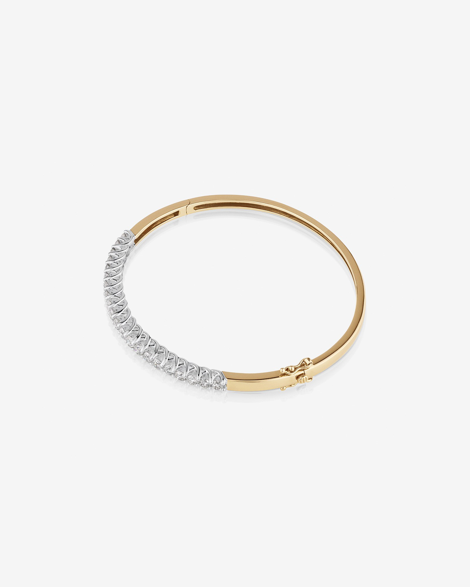 Hinged Bangle with 2 Carat TW of Diamonds 14kt Yellow & White Gold