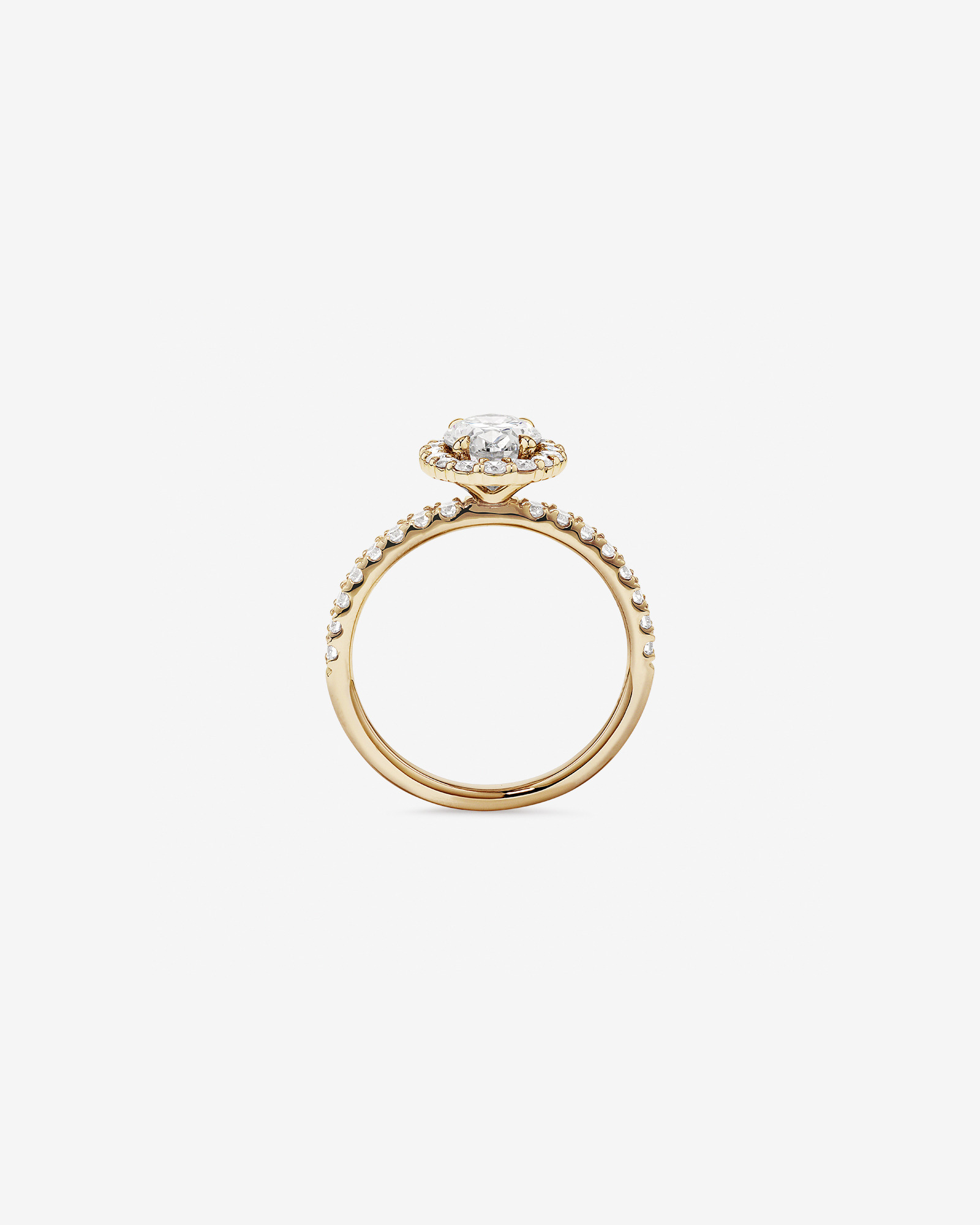 1.78 Carat TW Oval Laboratory-Grown Diamond Halo Engagement Ring in 14kt Yellow Gold