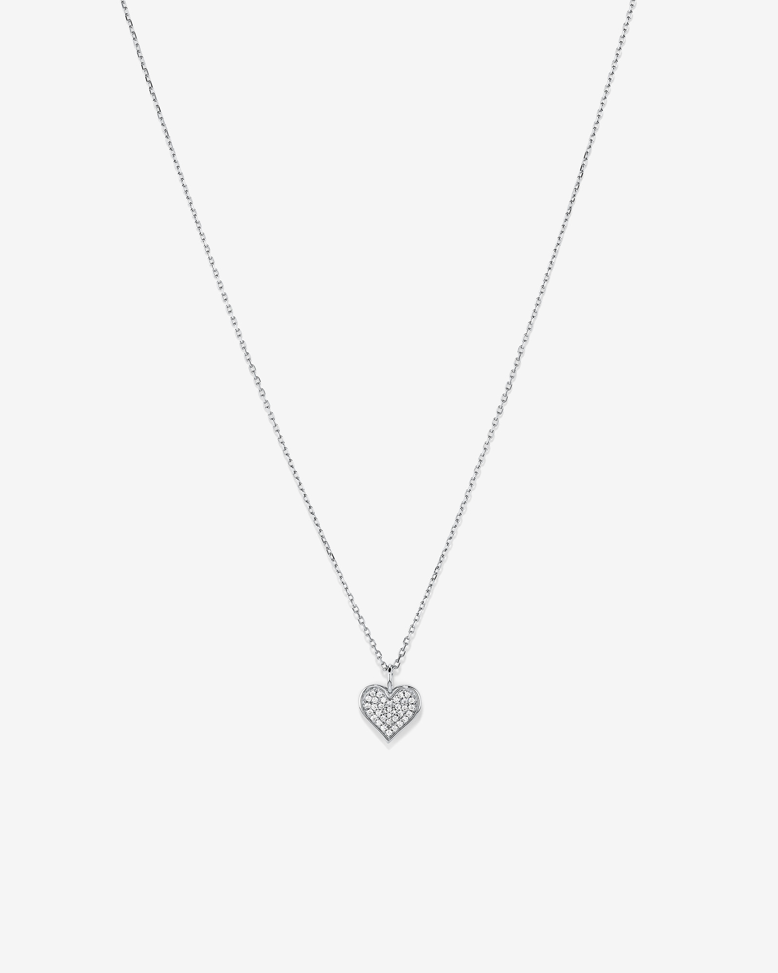 Cubic Zirconia Closed Heart Pendant Necklace in Sterling Silver