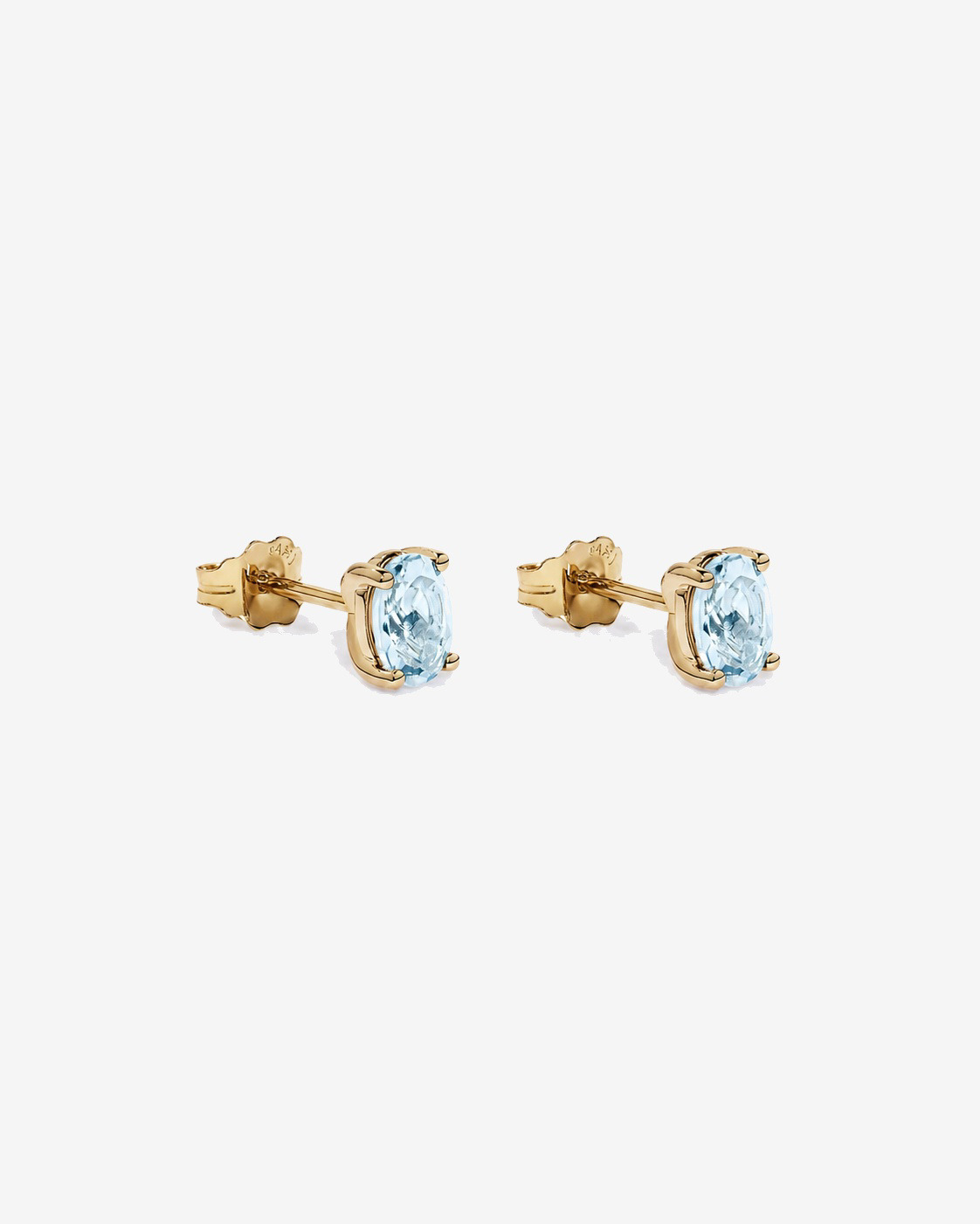 Oval Aquamarine Stud Earrings in 10kt Yellow Gold