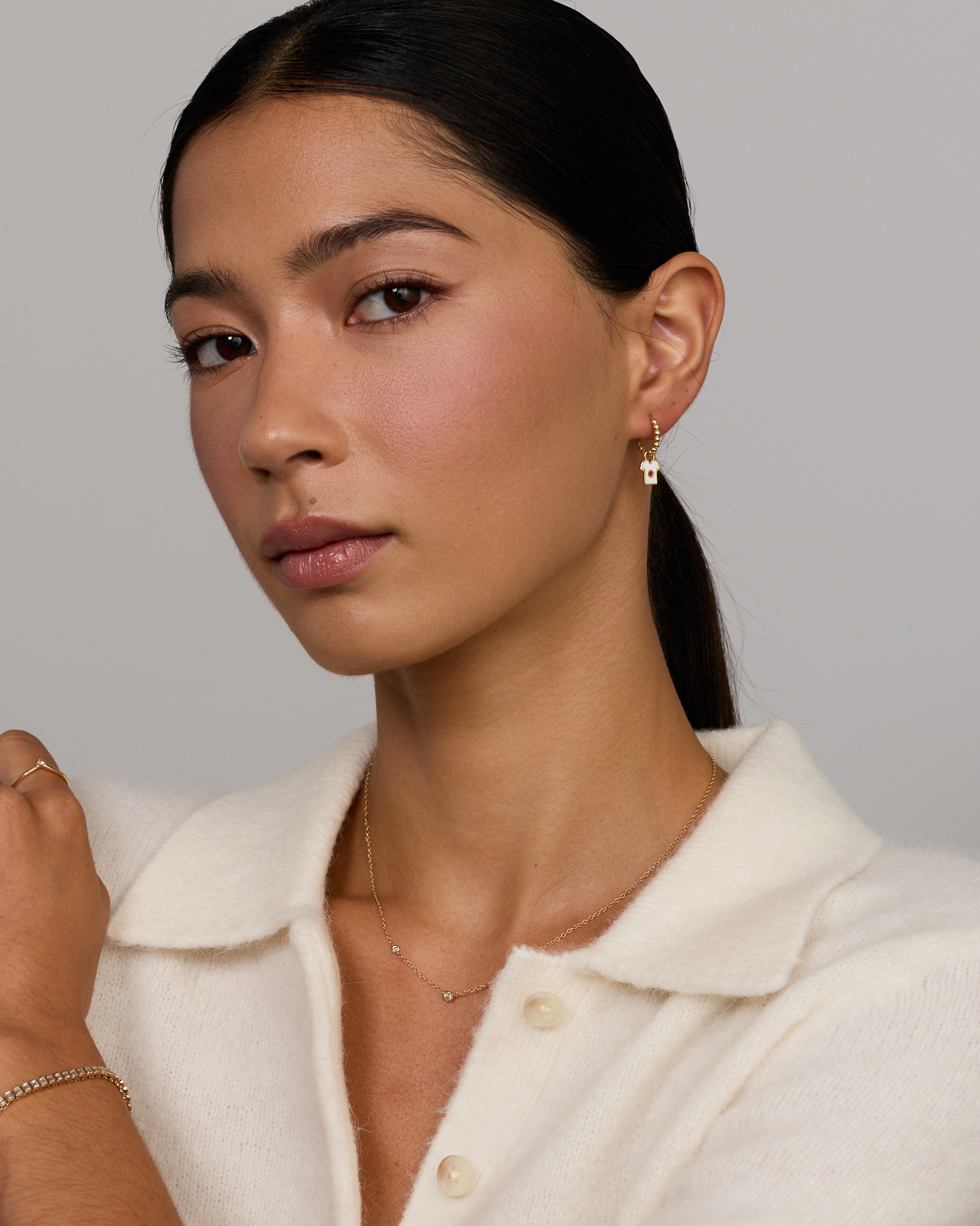 Charme de boucle d’oreille en maillot japonais en Vermeil 18Kt