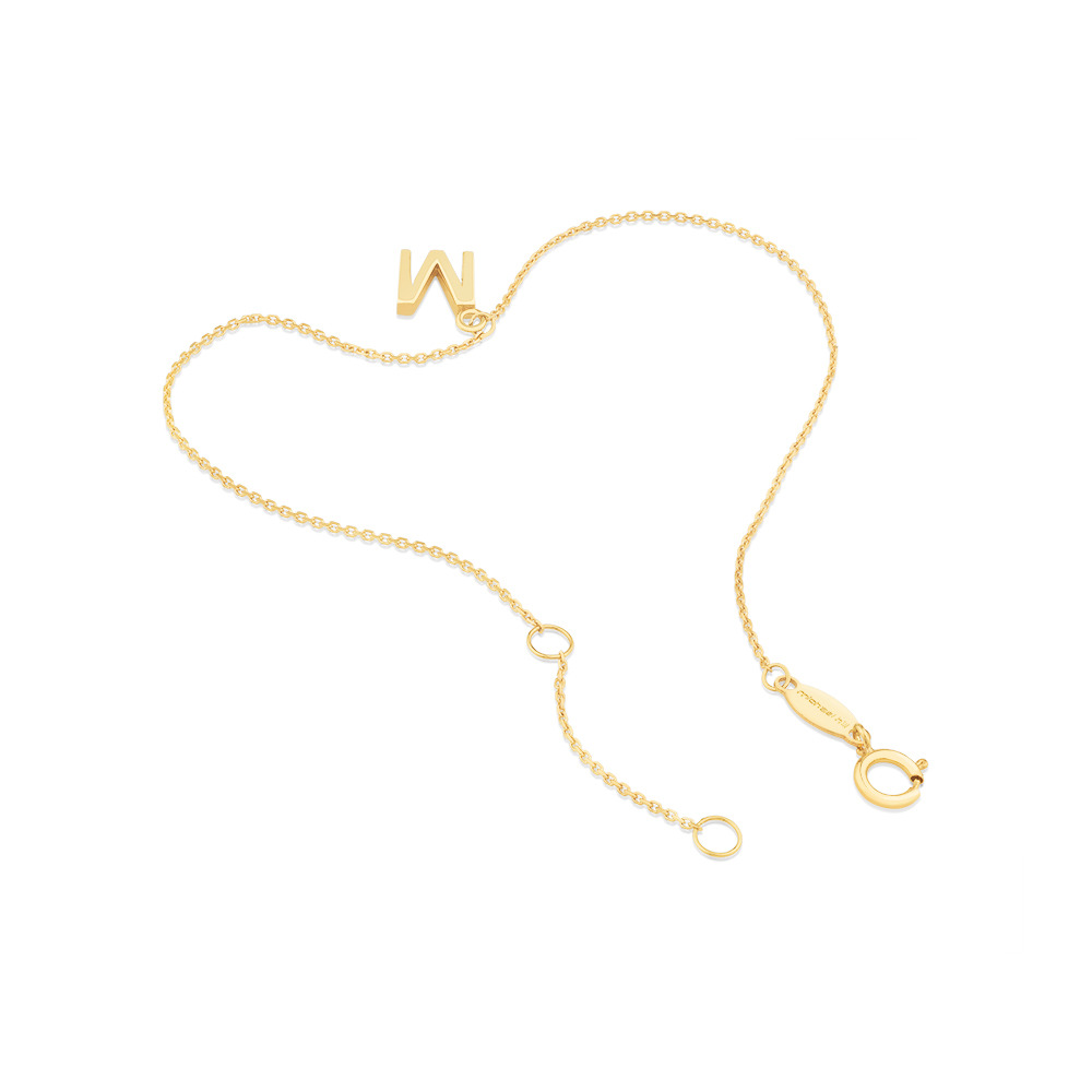 19cm (7.5") M Initial Bracelet in 10kt Yellow Gold