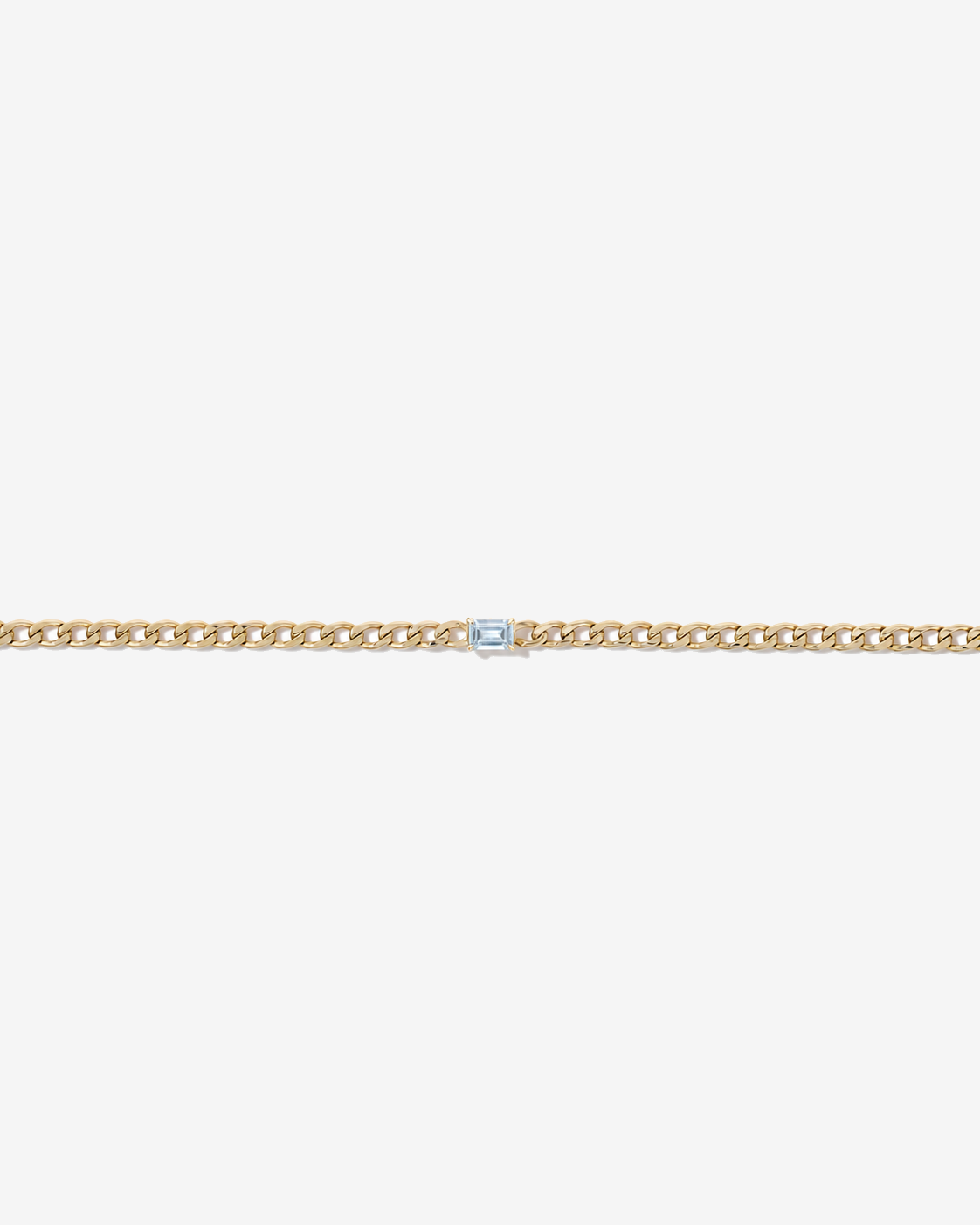 Aquamarine Curb Link Bracelet in 10kt Yellow Gold