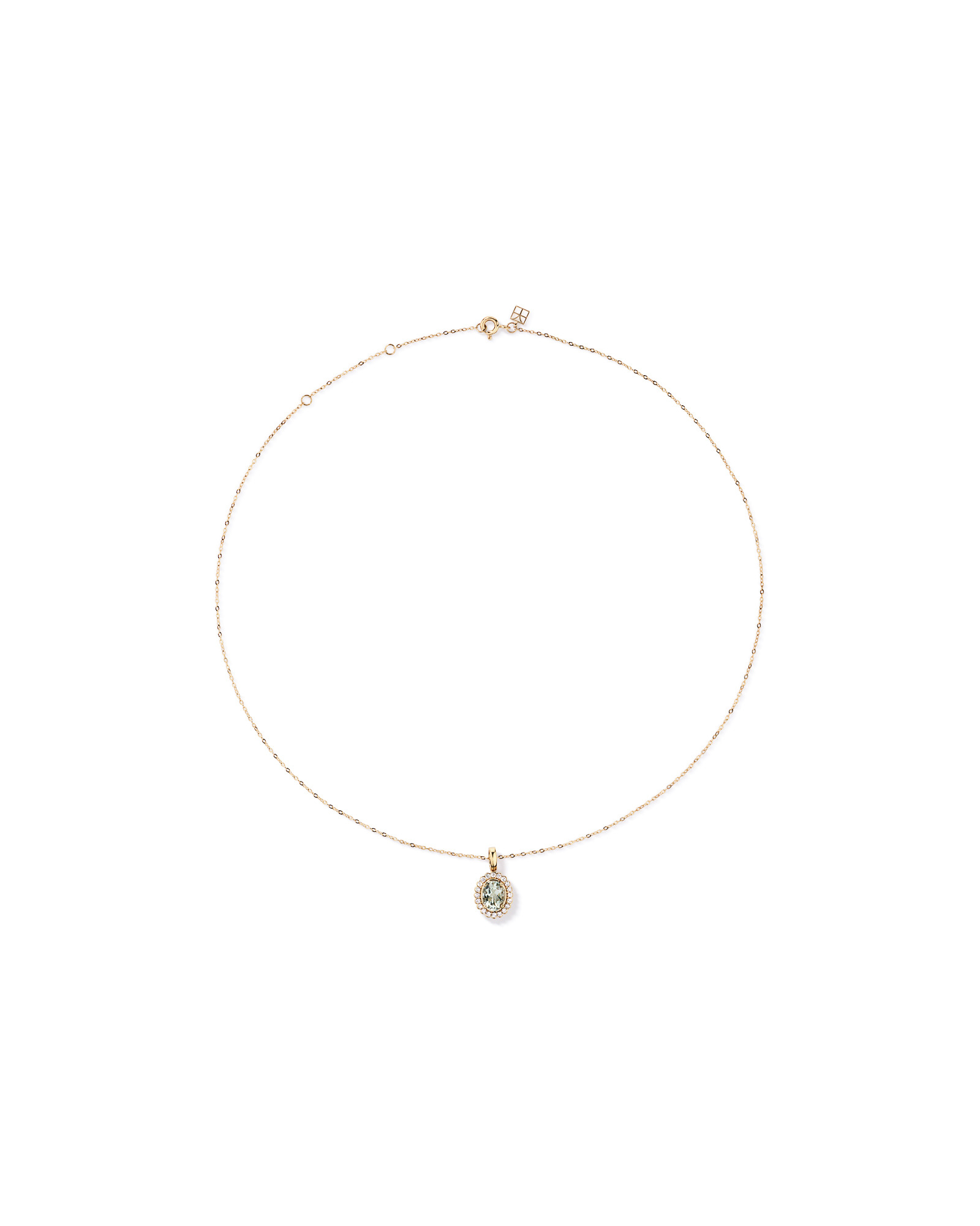 Améthyste verte & 0,20TW de pendentif halo en diamant avec chaîne en or jaune 10 carats