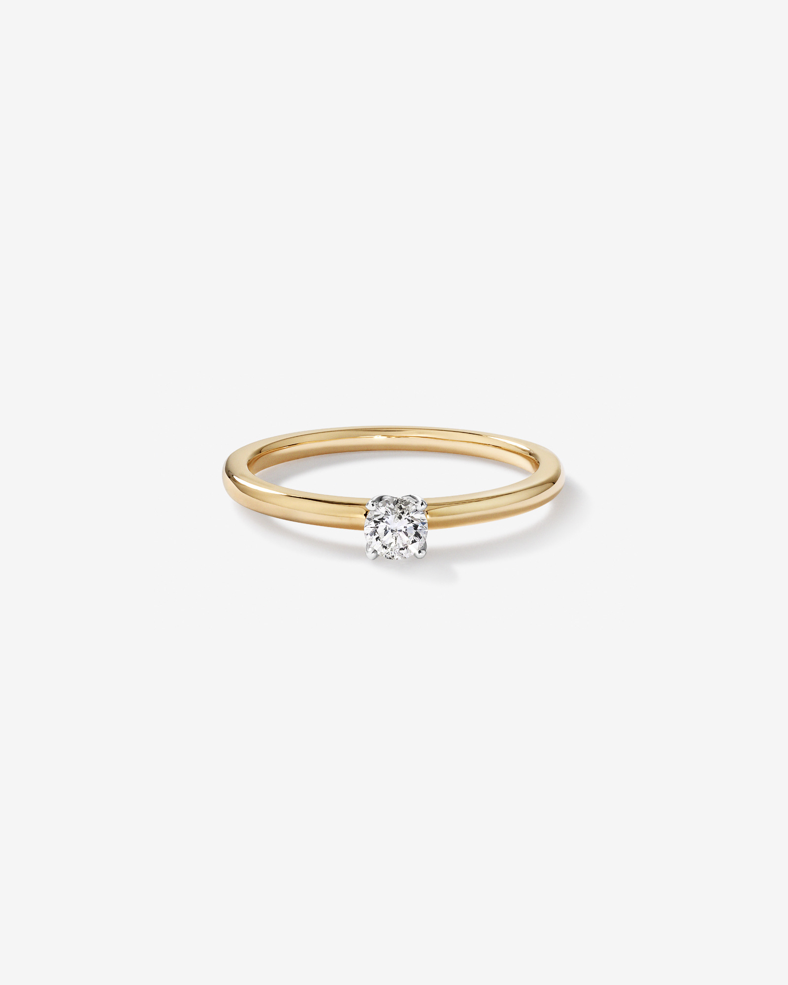 Bague de Fiançailles Solitaire en Diamant Rond Brillant 0,22 Carat TW avec Halo Caché en Or Jaune et Blanc 14 kt