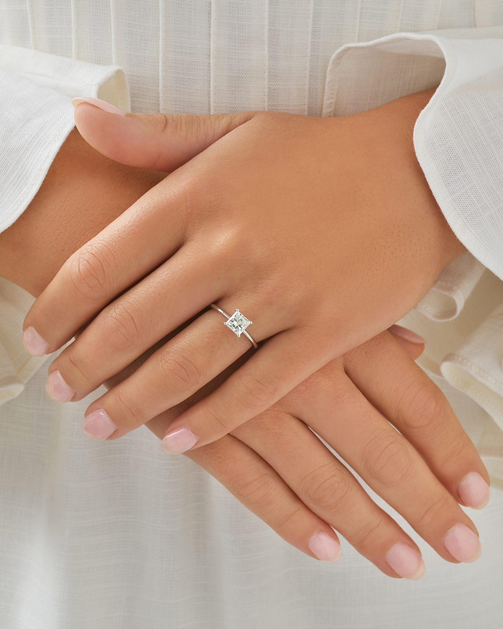 1.25 Carat TW Princess Cut Laboratory-Grown Diamond Solitaire Engagement Ring 14kt White Gold
