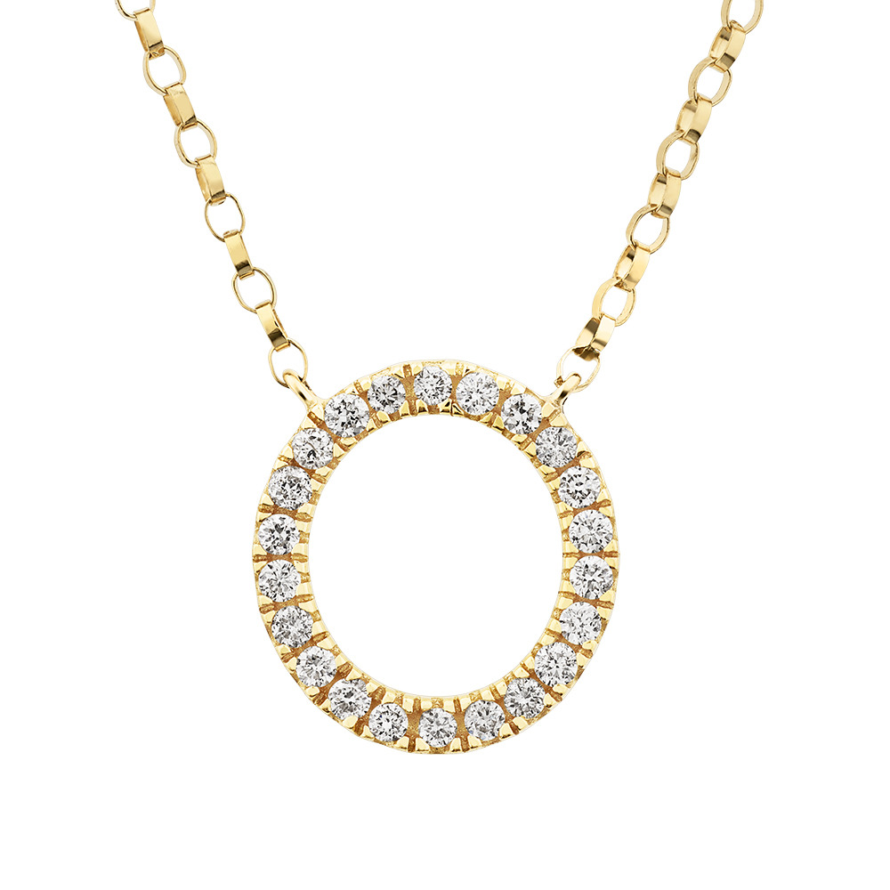 "O" Initial Necklace with 0.10 Carat TW of Diamonds in 10kt Yellow Gold