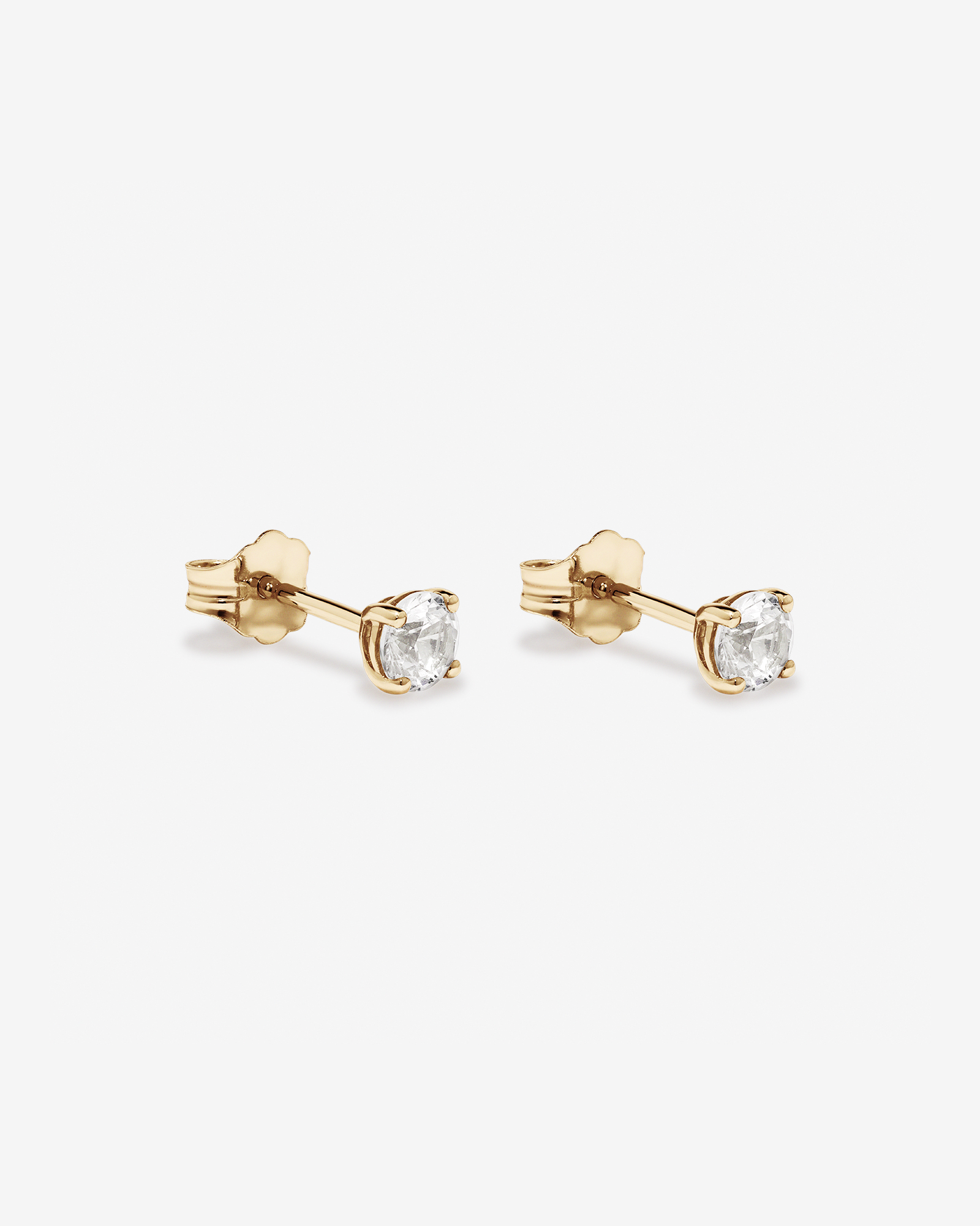 Stud Earrings with White Created Sapphire in 10kt Yellow Gold
