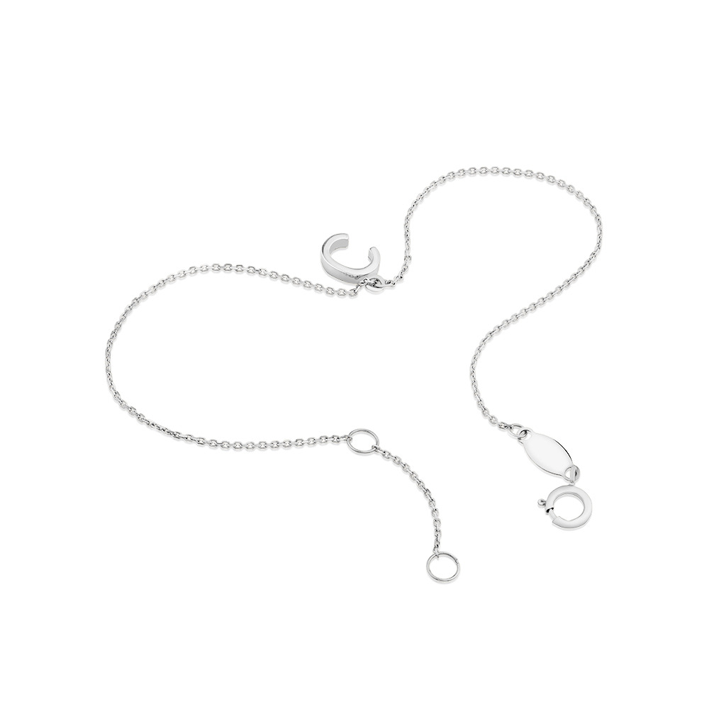 19cm (7.5") C Initial Bracelet in Sterling Silver