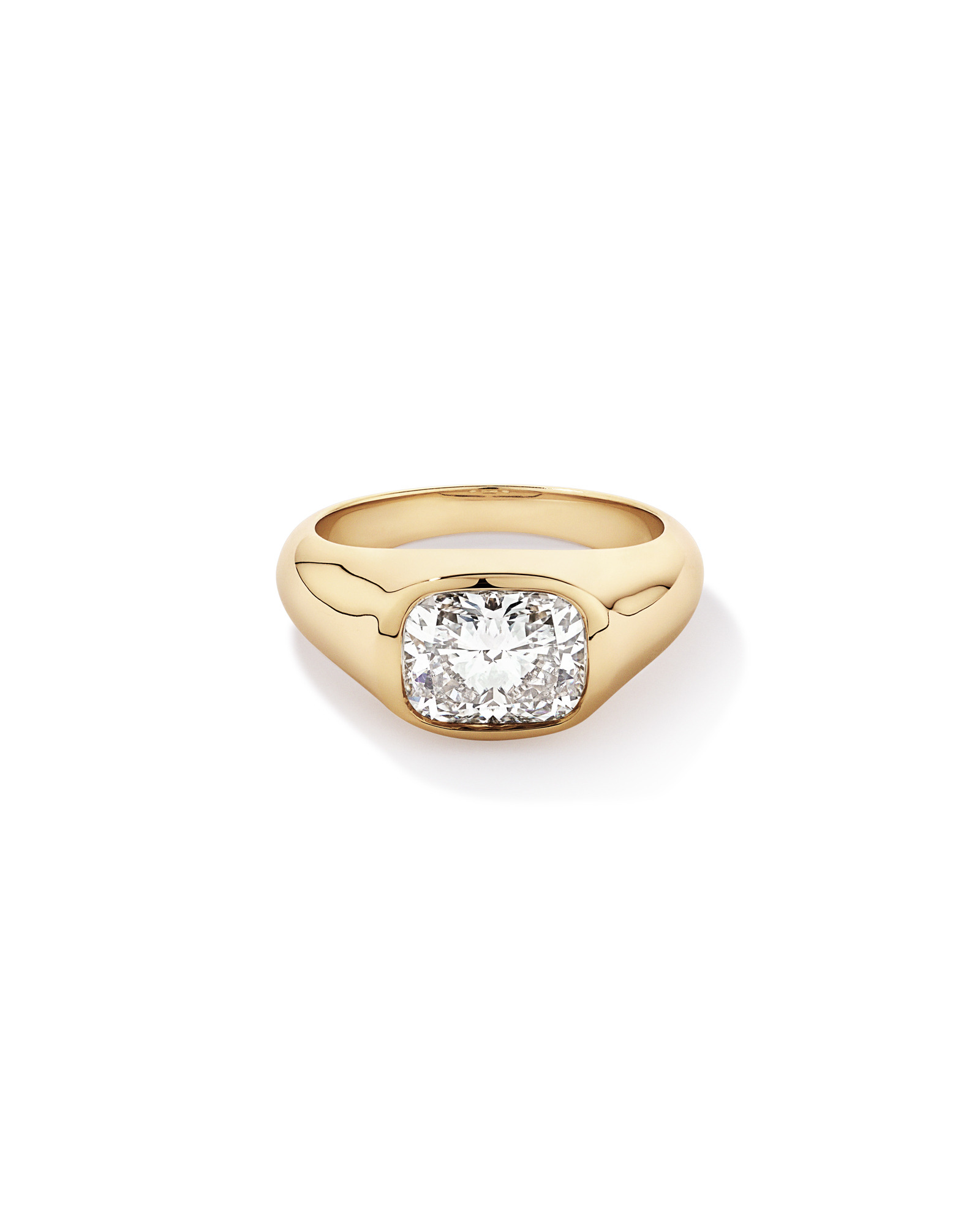 Bague en or jaune 14 carats sertie d'un diamant de laboratoire taille coussin allongé 2,00