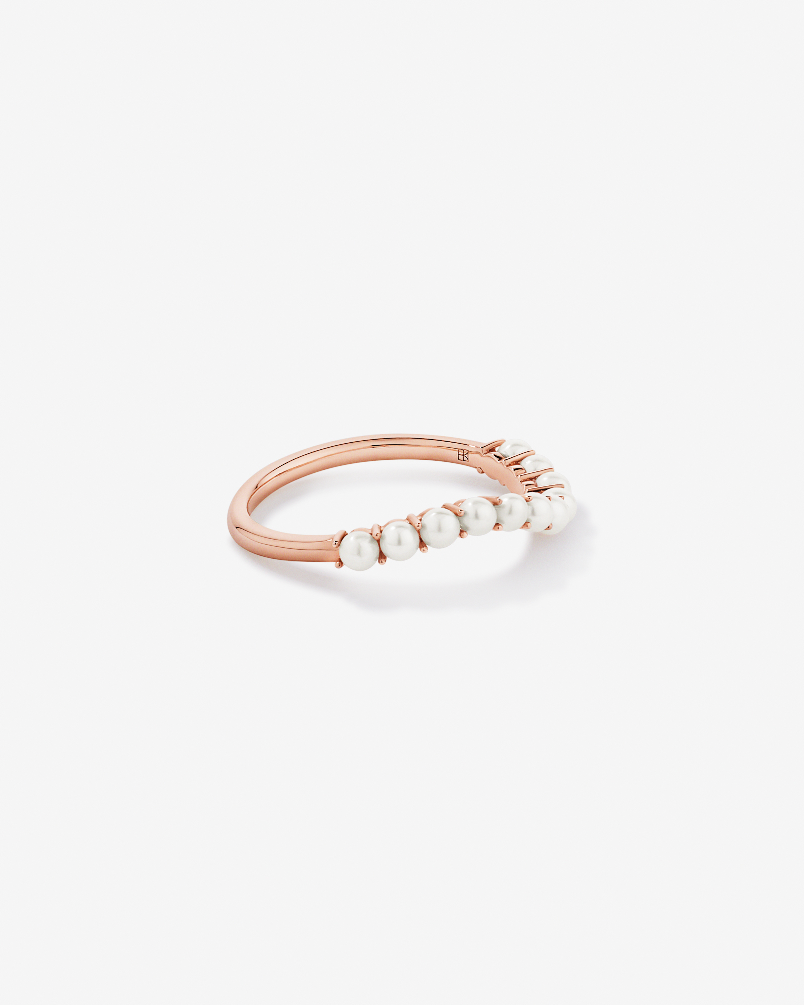 Cultured Freshwater Pearl Wave Band Ring 10kt Rose Gold