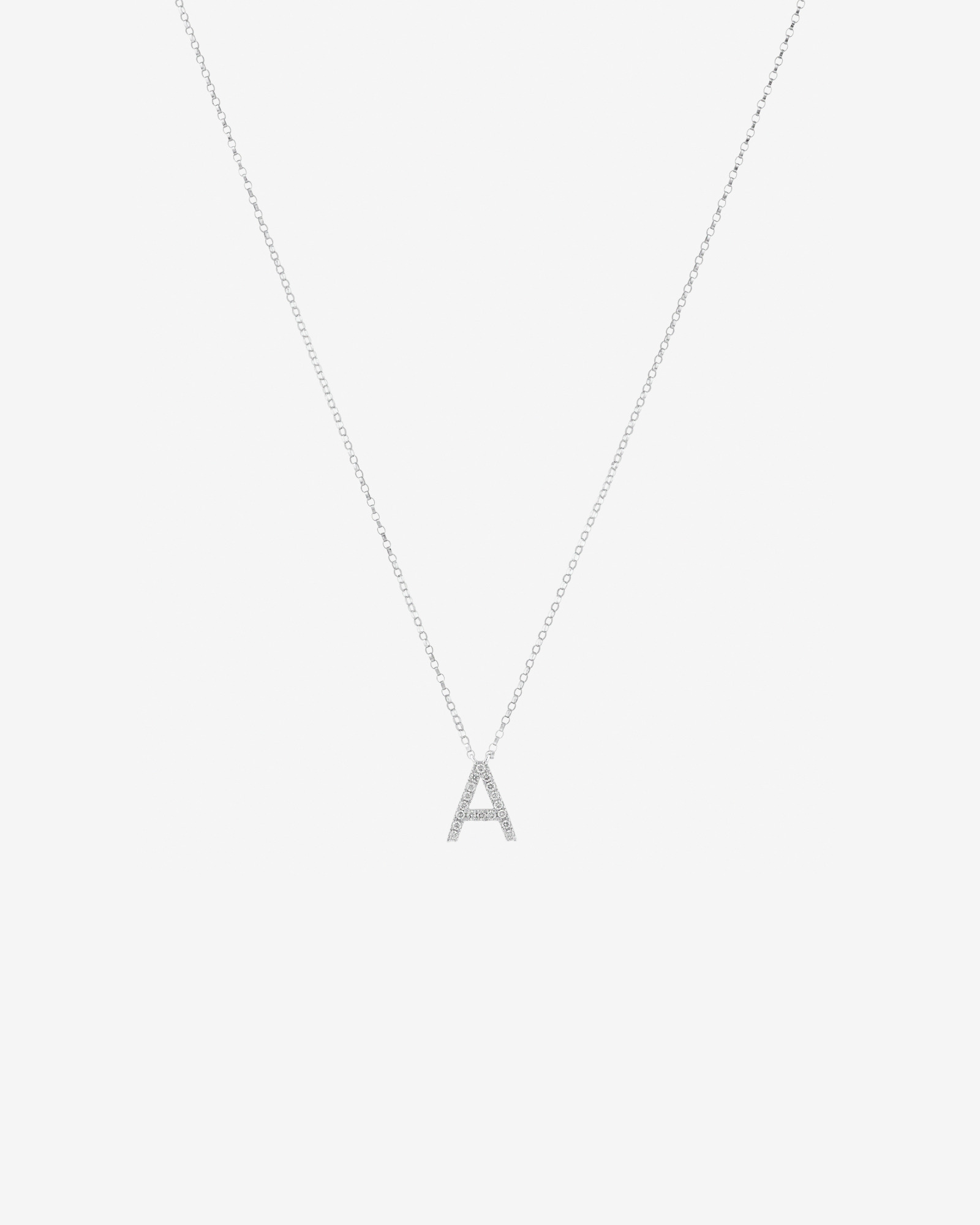 A' Initial necklace with 0.10 Carat TW of Diamonds in 10kt White Gold