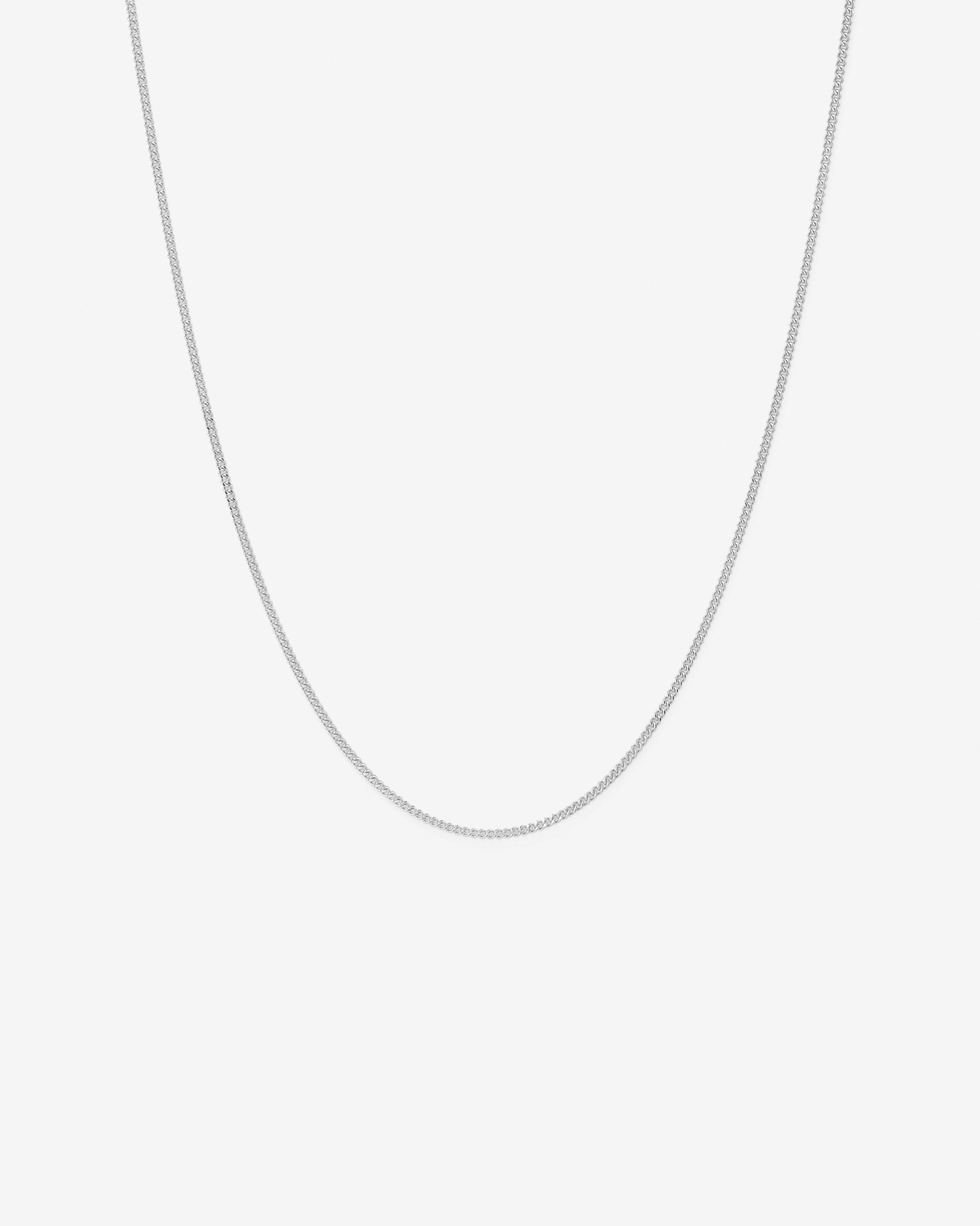 55cm (17") 2.1mm Width Solid Diamond Cut Curb Chain in 10kt White Gold