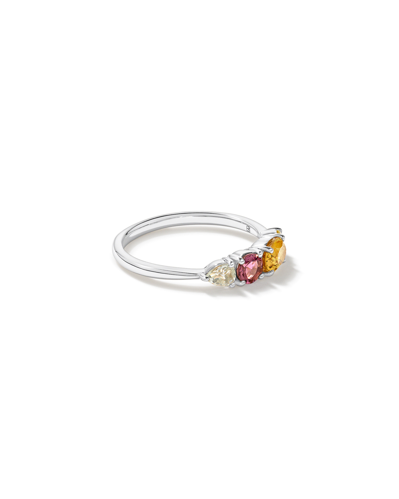Anneau multi-gemmes en améthyste vert, tourmaline rose