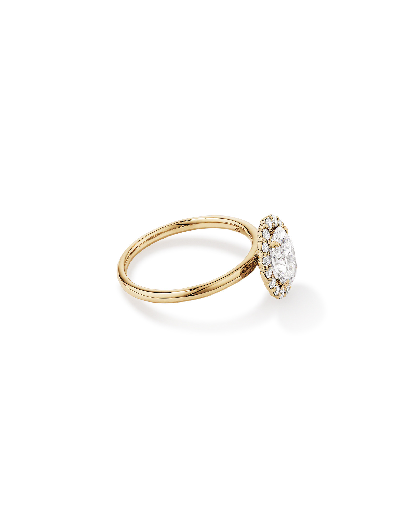 1.46 Carat TW Oval Cut Laboratory-Grown Diamond Halo Engagement Ring in 14kt Yellow Gold