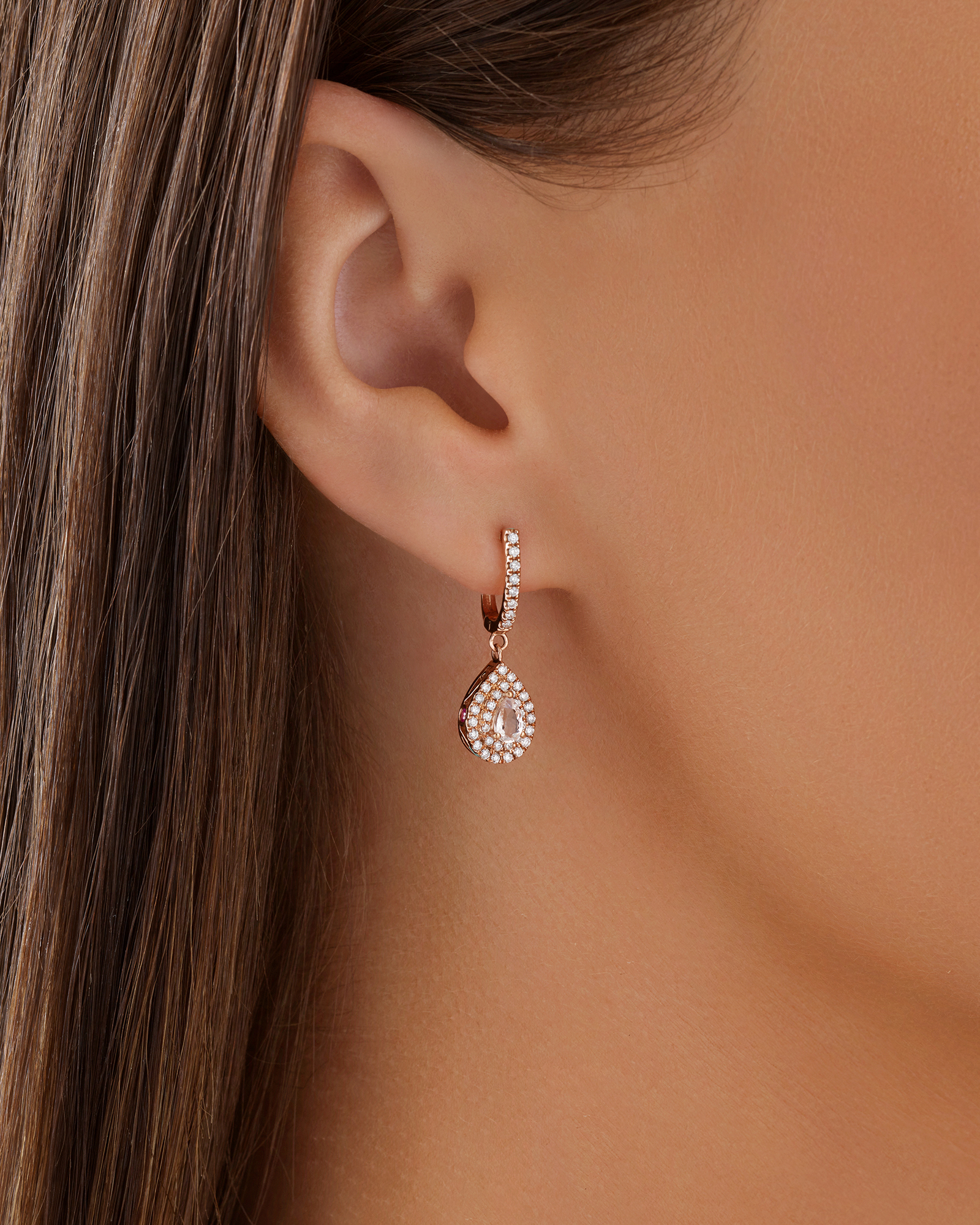 Pendants d'oreilles griffés en or rose 10 K avec diamants totalisant 0,38 ct et morganite Sir Michael Hill Designer