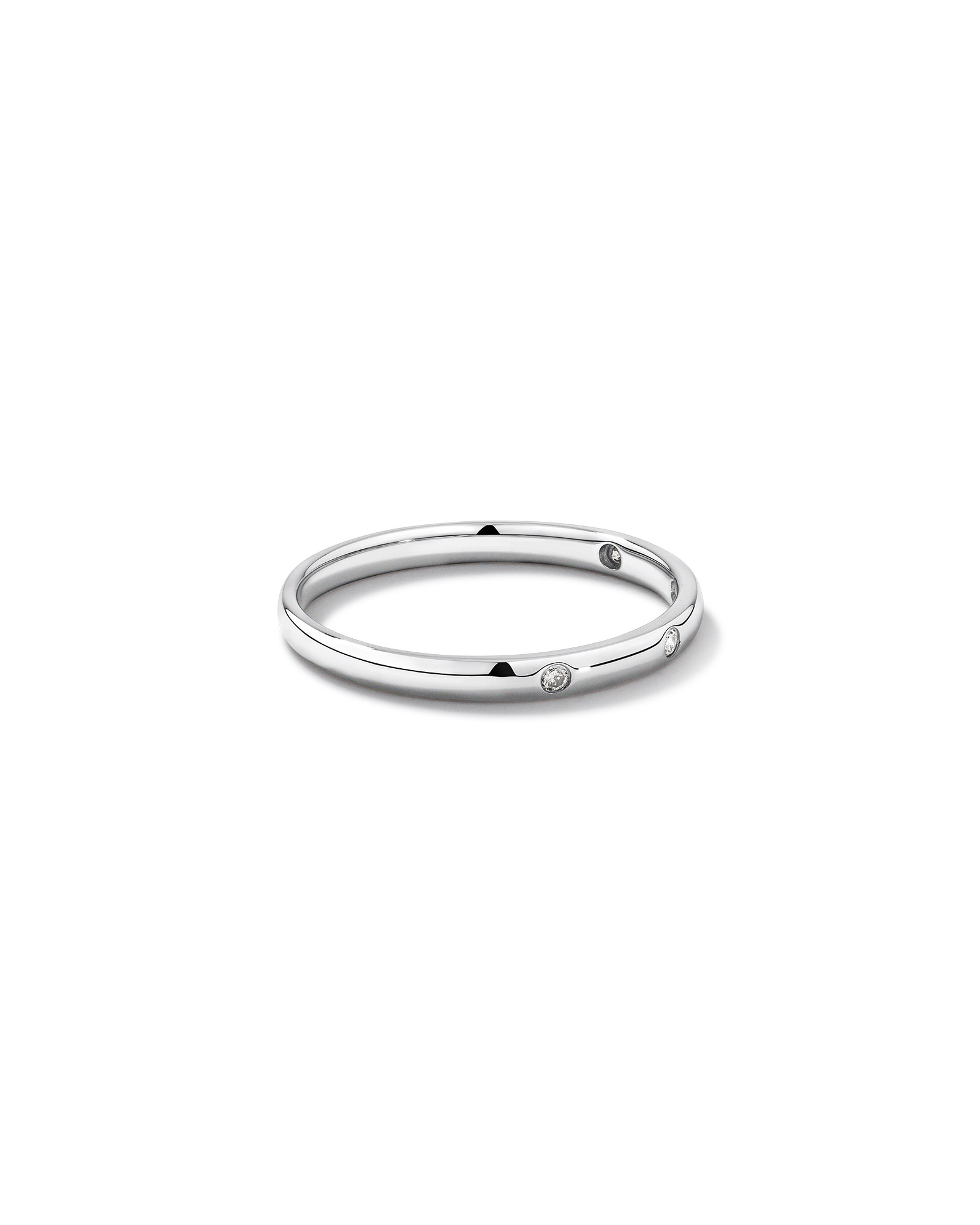 Lunette Diamant Accent Minimalism Bague en or blanc 10 carats
