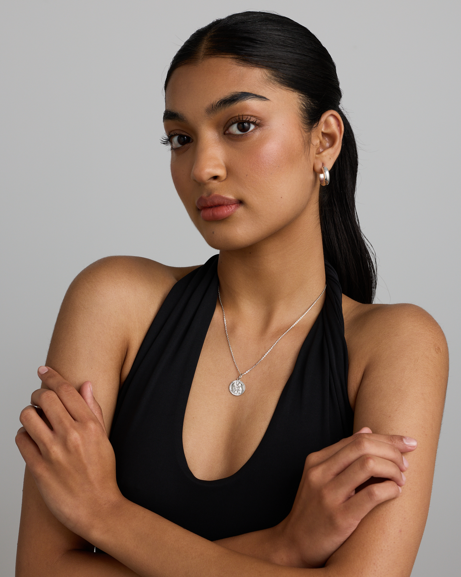 Round St Christopher Pendant in Sterling Silver