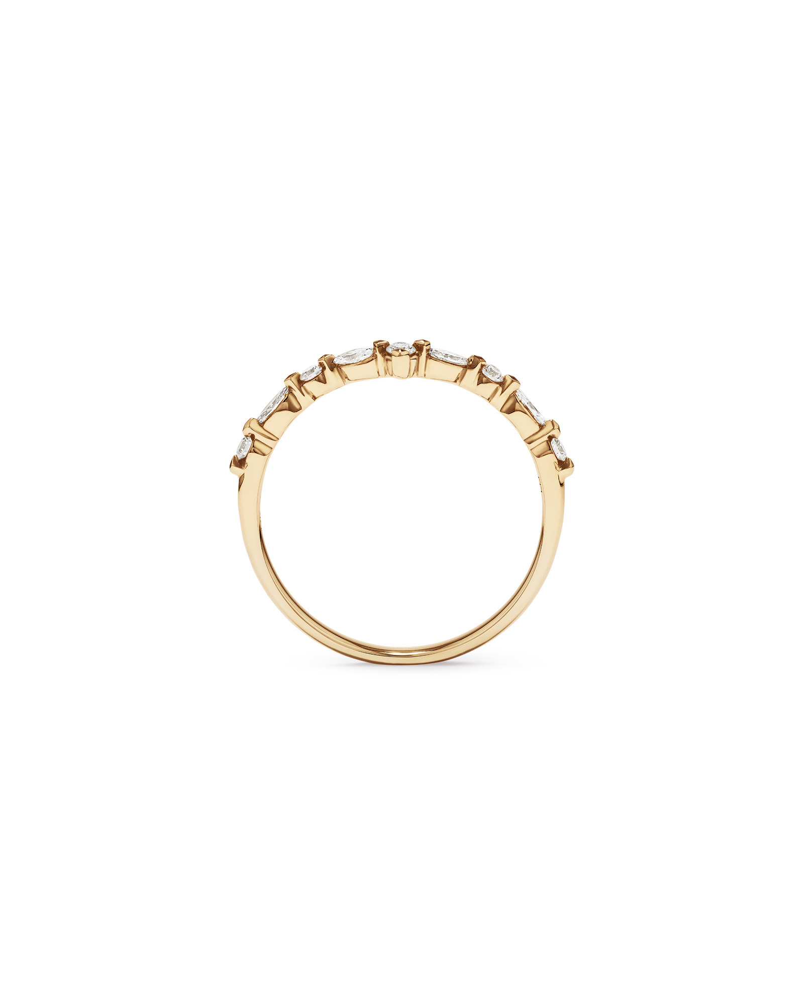 Alliance en or jaune 14 carats avec diamants de 0,25 carat et chevrons