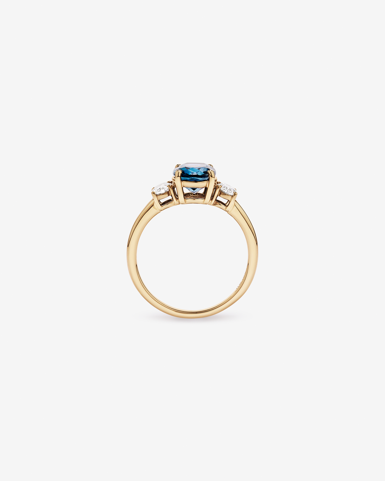 London Blue Topaz Ring with .46 Carat TW Diamonds 14kt Yellow Gold