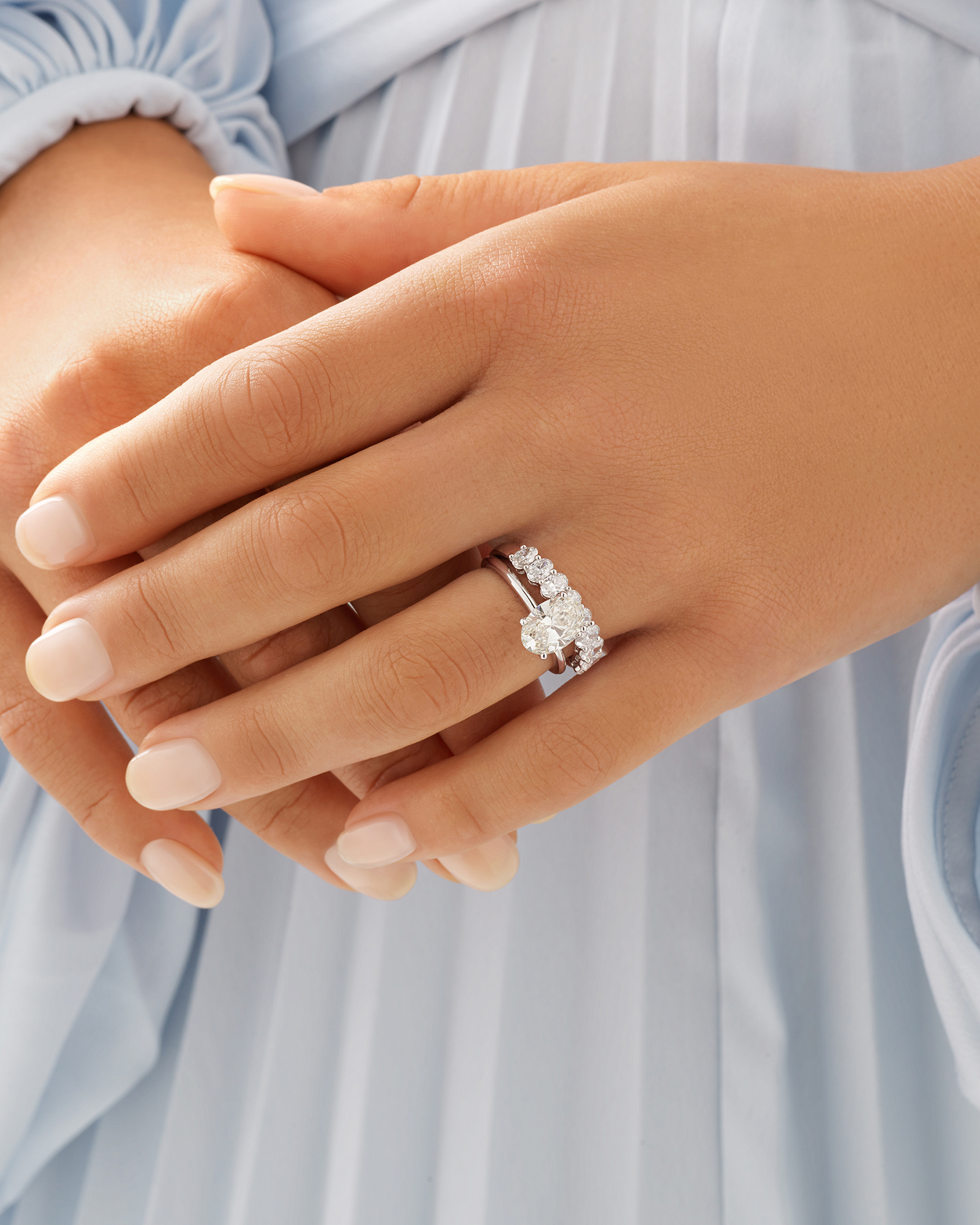 1.17 Carat TW Oval Laboratory-Grown Diamond Wedding Ring 14kt White Gold