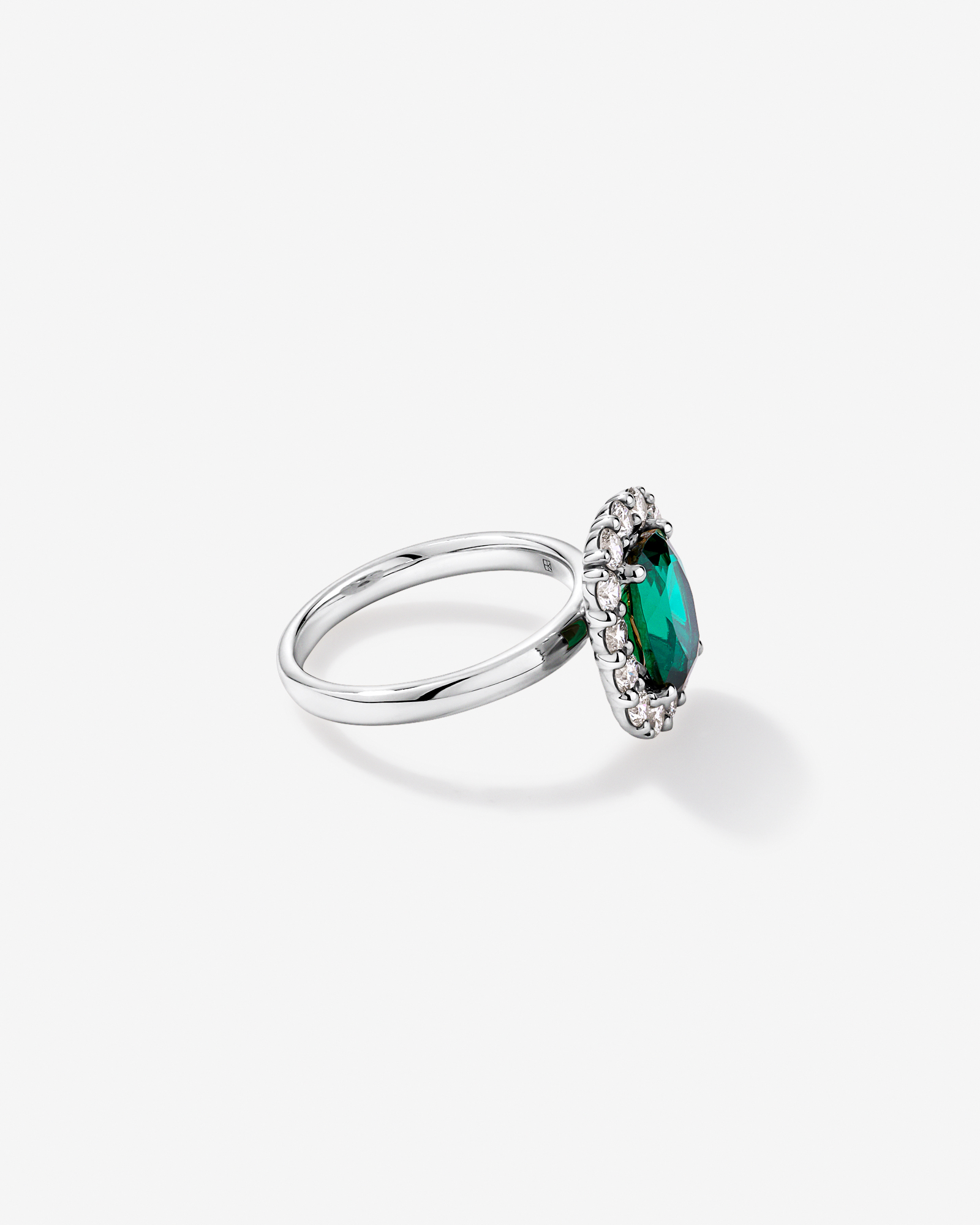Created Emerald & 0.96 Carat TW Laboratory-Grown Diamond Halo Ring 10kt Gold