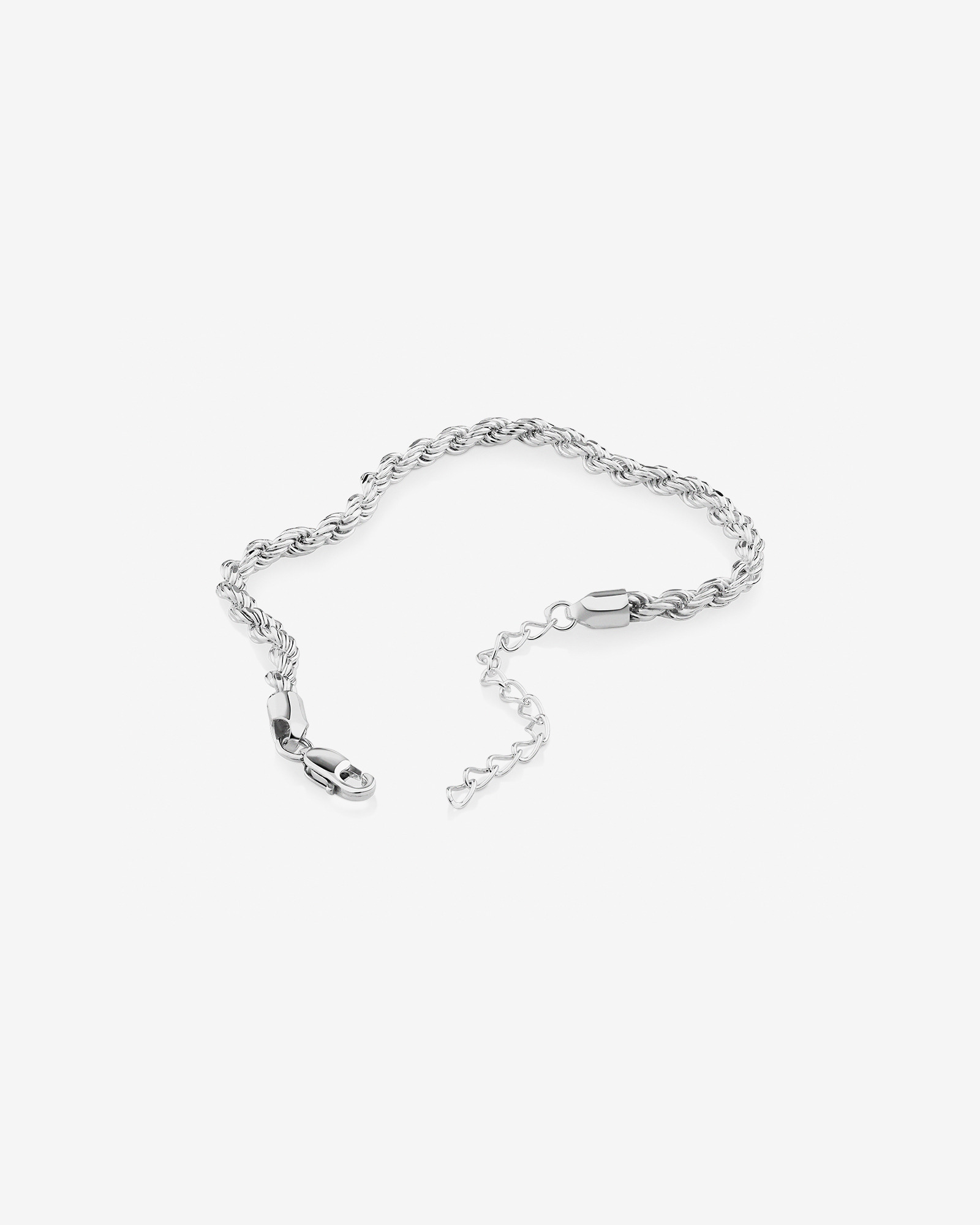 24cm (9.5") 4mm-4.5mm Width Rope Bracelet in Sterling Silver