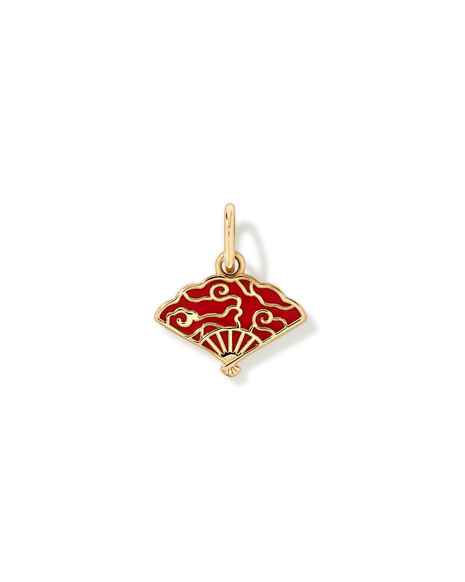 Red Enamel Fan Pendant in 18kt Vermeil