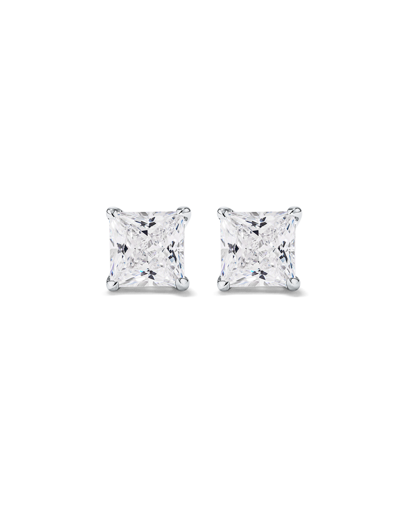 7mm Princess Cubic Zirconia Stud Earrings in Sterling Silver
