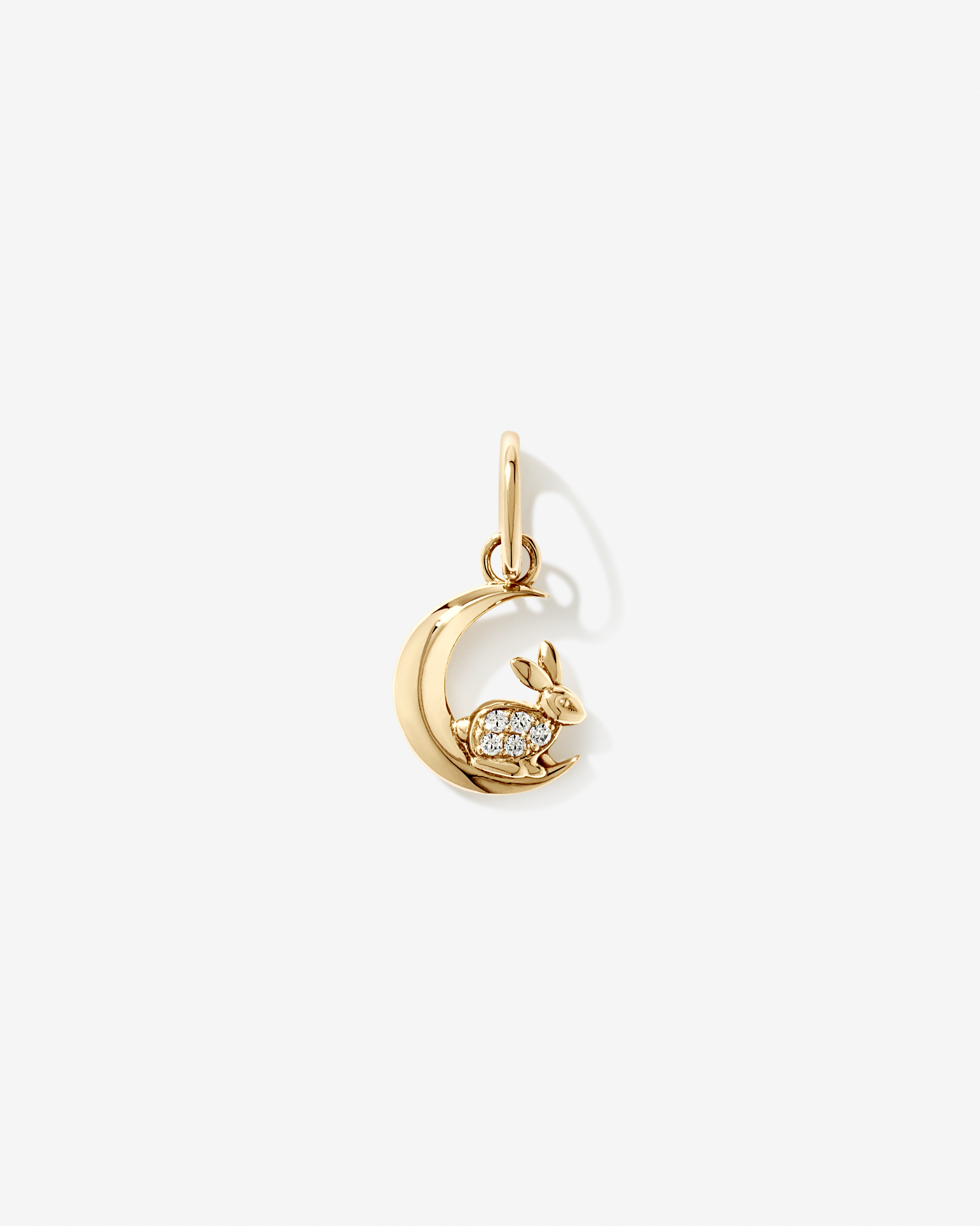 Moon Rabbit Pendant with Cubic Zirconia in 10kt Gold