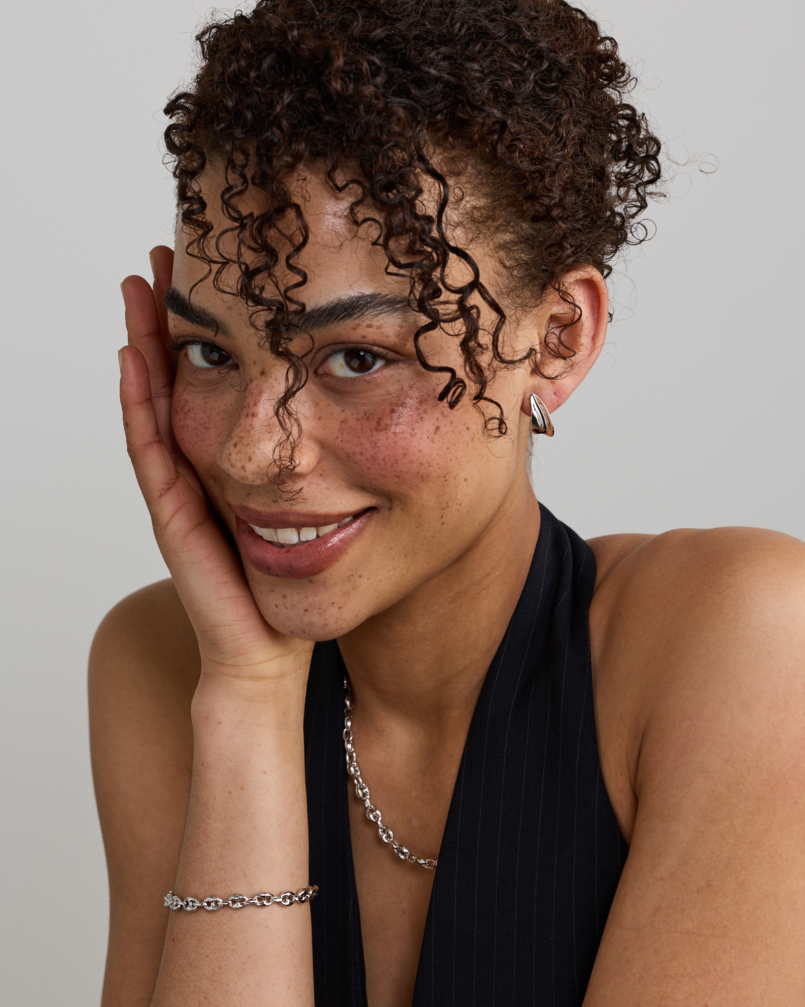 Organic Shape Stud Earrings in Sterling Silver