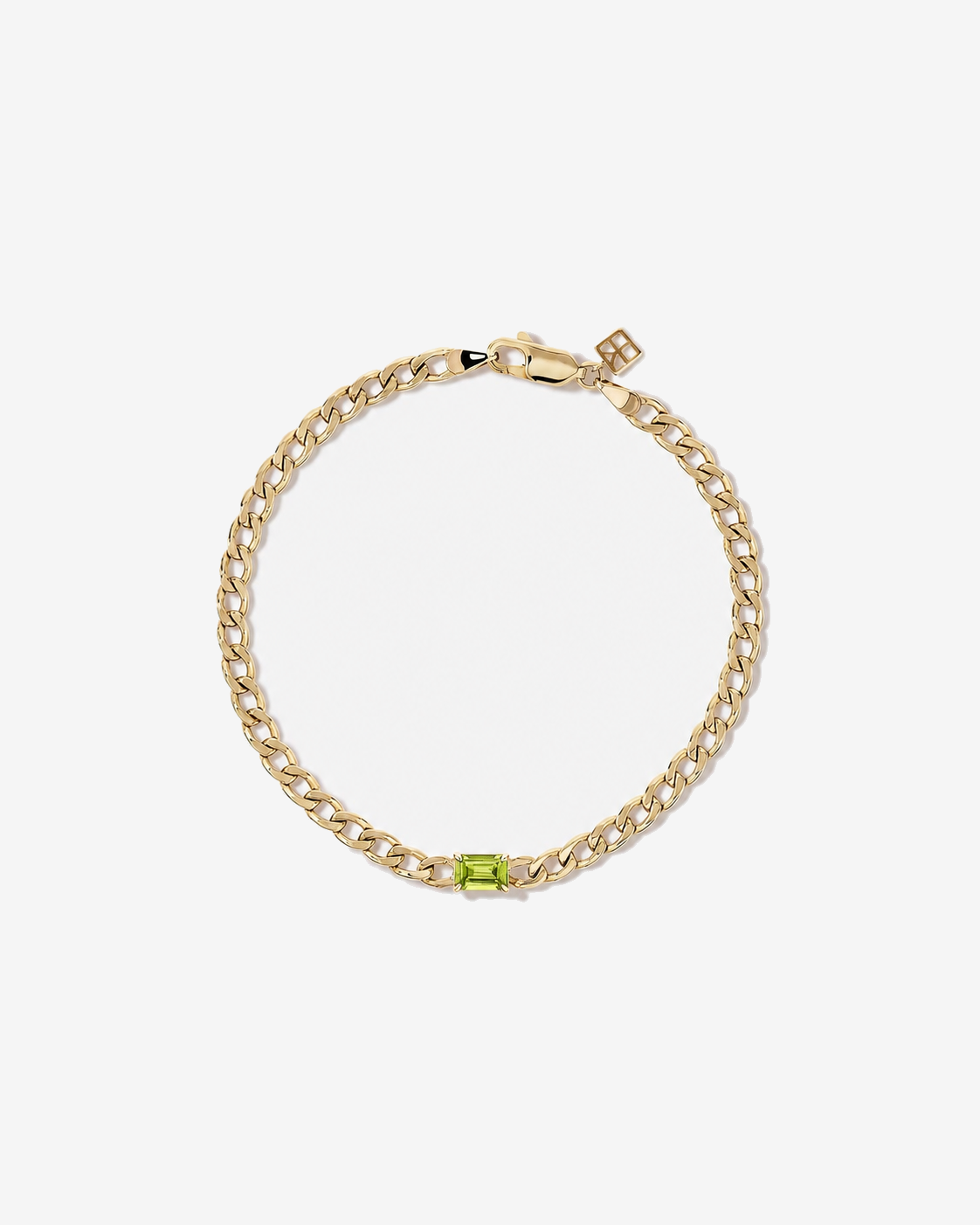 Peridot Curb Link Bracelet in 10kt Yellow Gold