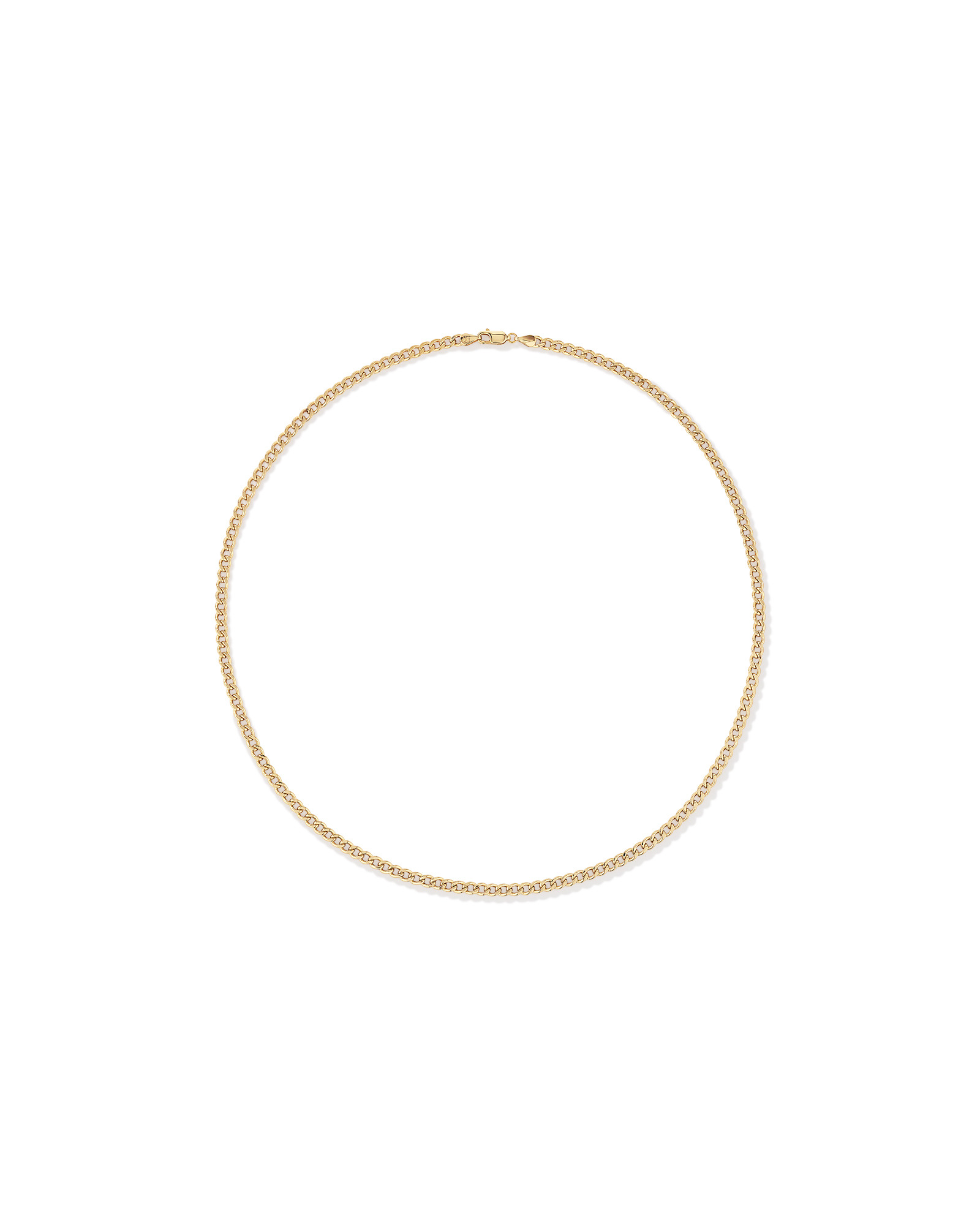 50cm (20") 3.75mm Width Semi Solid Diamond Cut Curb Chain in 10kt Yellow Gold