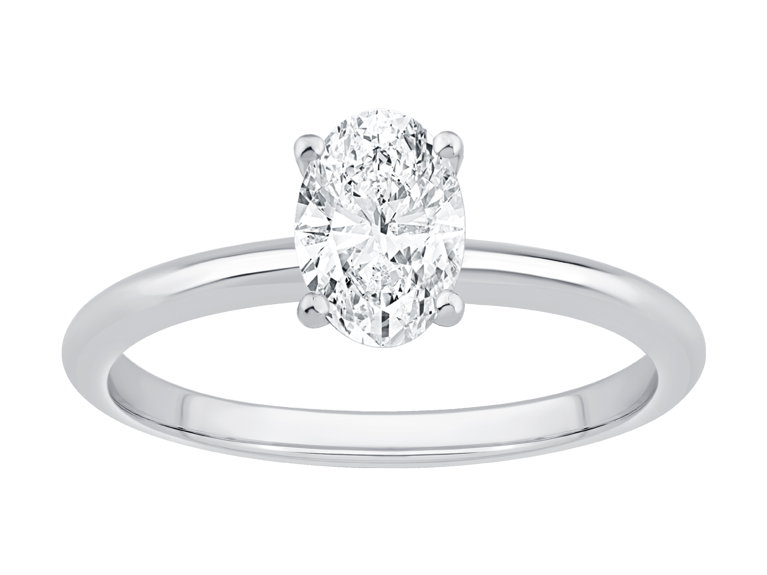 Carat TW Oval Laboratory-Grown Diamond Solitaire Engagement Ring 14kt White Gold