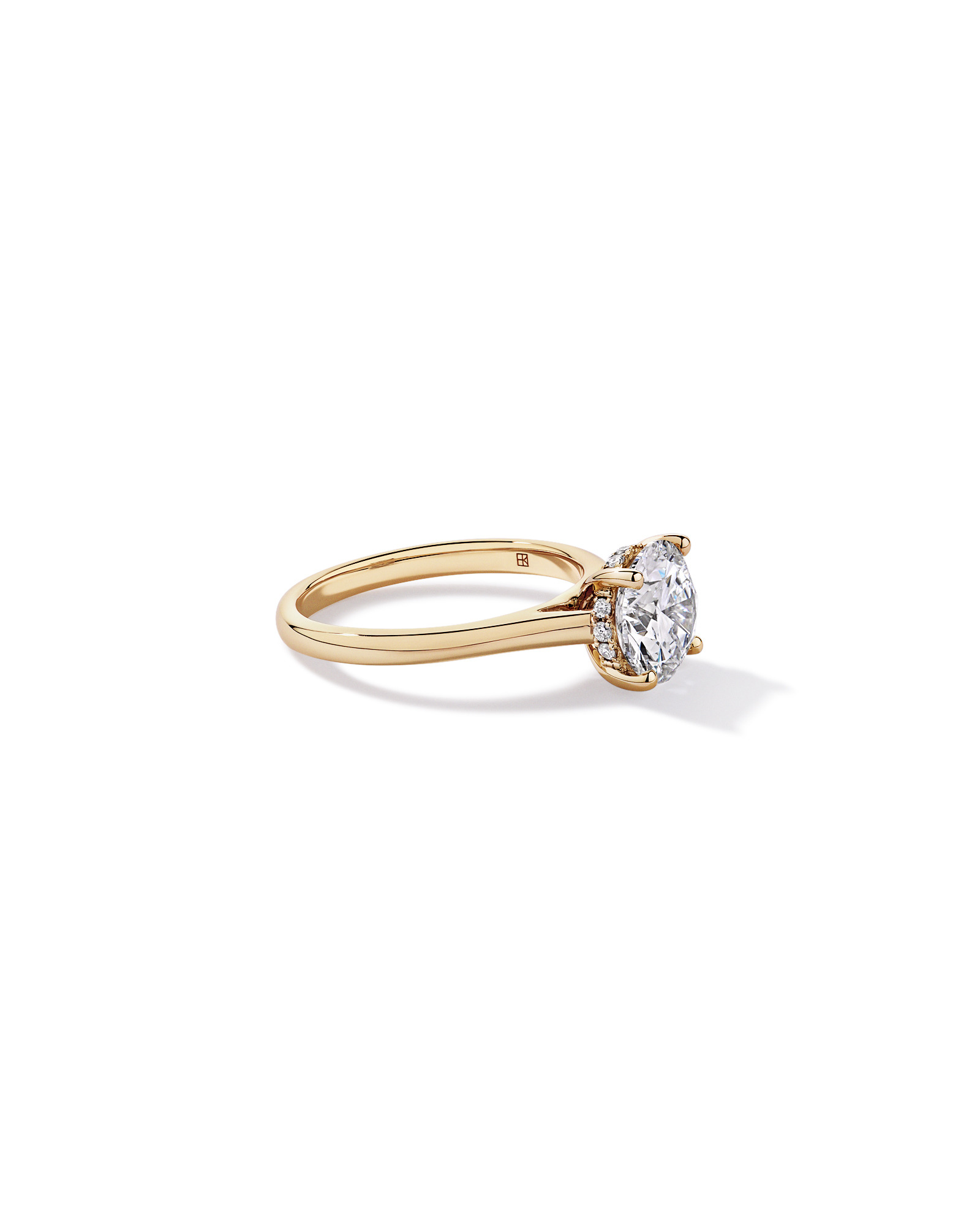Bague solitaire en or jaune 14 carats sertie d'un diamant rond brillant de 2,32 carats, cultivé laboratoire