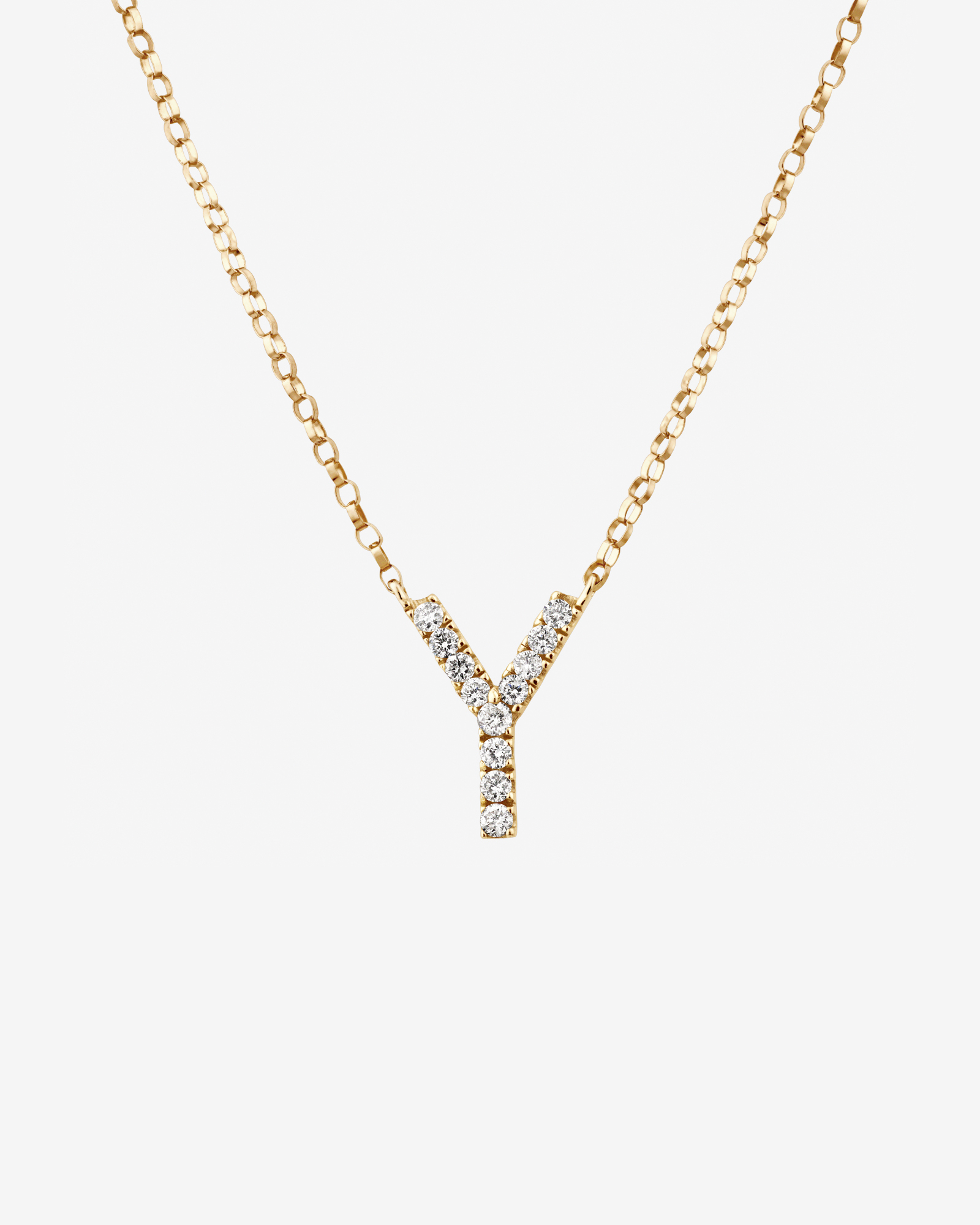 "Y" Initial Necklace with 0.10 Carat TW of Diamonds in 10kt Yellow Gold