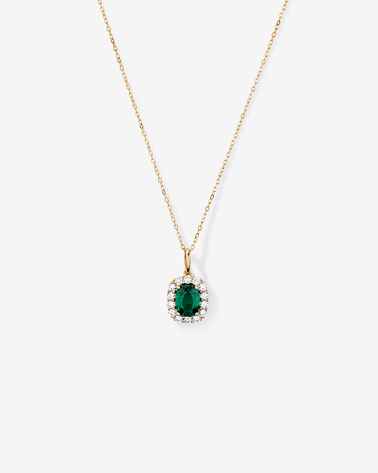 Created Emerald & .50 Carat TW Laboratory-Grown Diamond Halo Ring in 10kt Gold