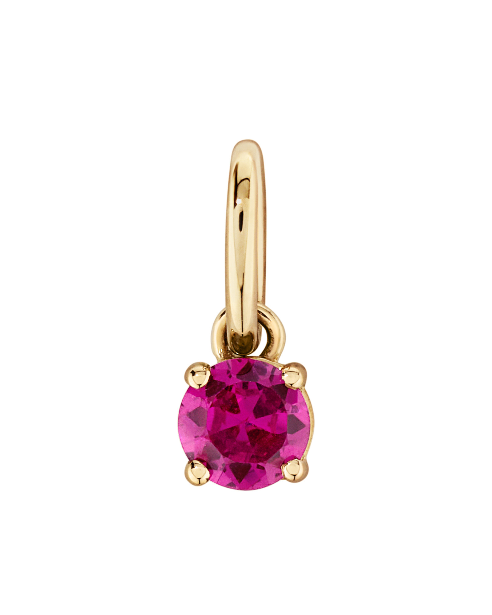 Pendentif en Or Jaune 10kt avec Rubis Rouge Créé en Forme Ronde