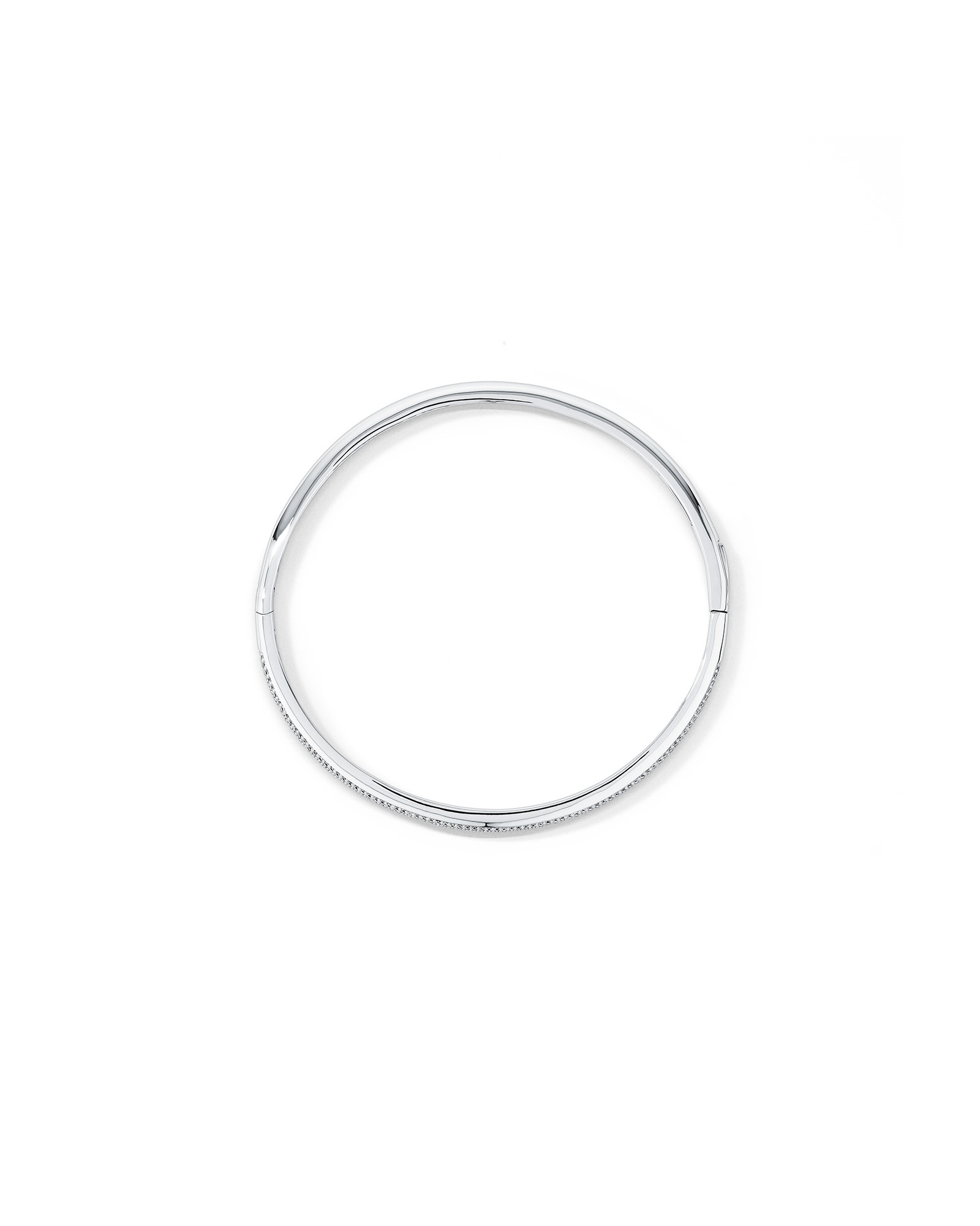 Pave Cubic Zirconia Hinge Bangle in Sterling Silver