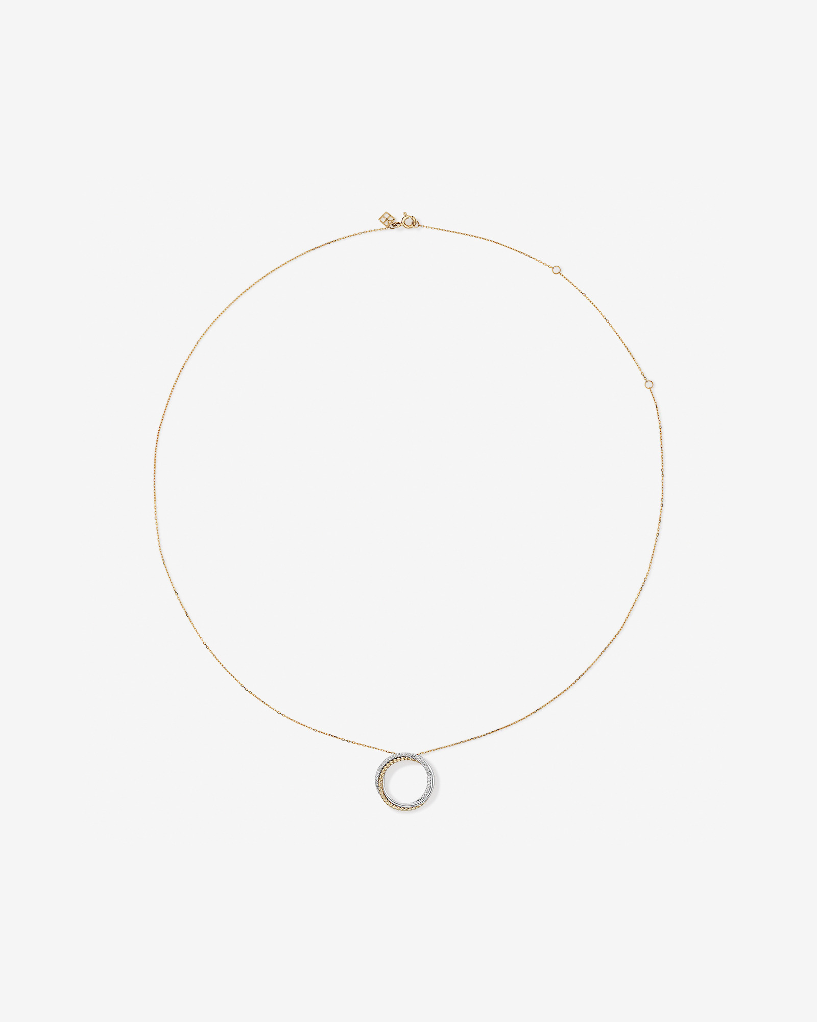 0.11 Carat TW Diamond Triple Circle Crossover Pendant Necklace in Sterling Silver & 10kt Yellow Gold