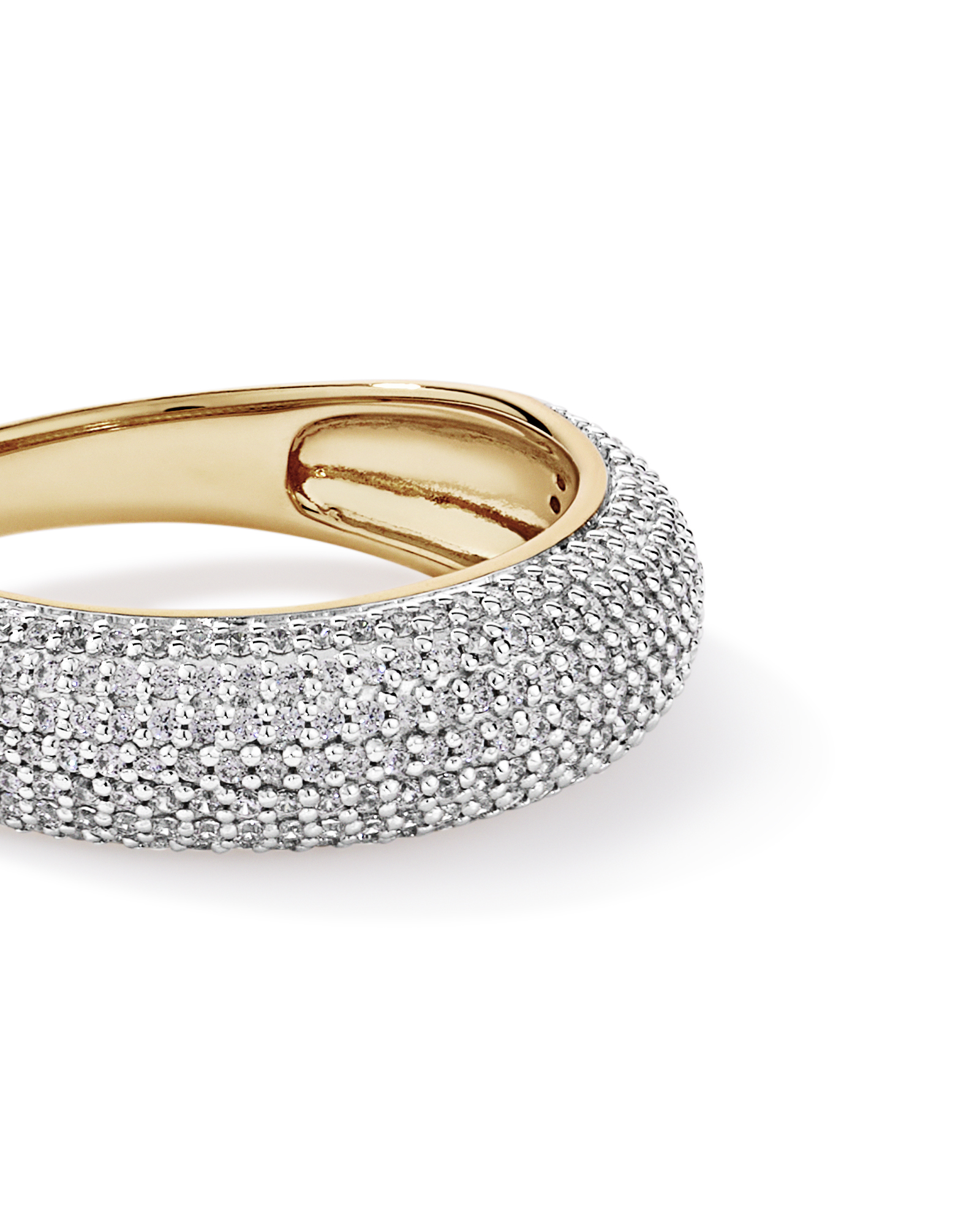 Wide Pavé Dome Ring with Cubic Zirconia in 18kt Vermeil