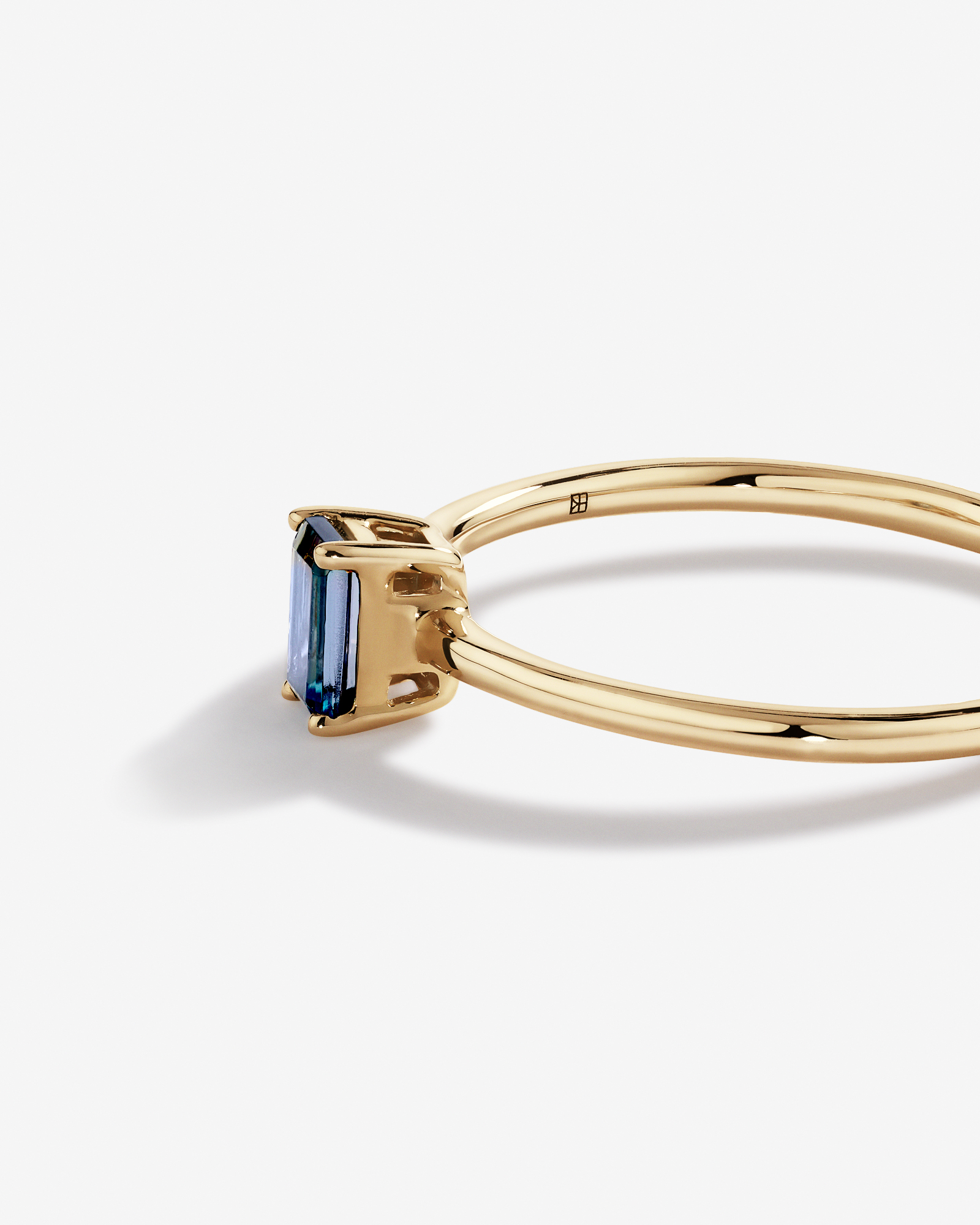 Pear-Cut White Sapphire and Emerald-Cut London Blue Topaz Toi Et Moi Ring in 10kt Yellow Gold