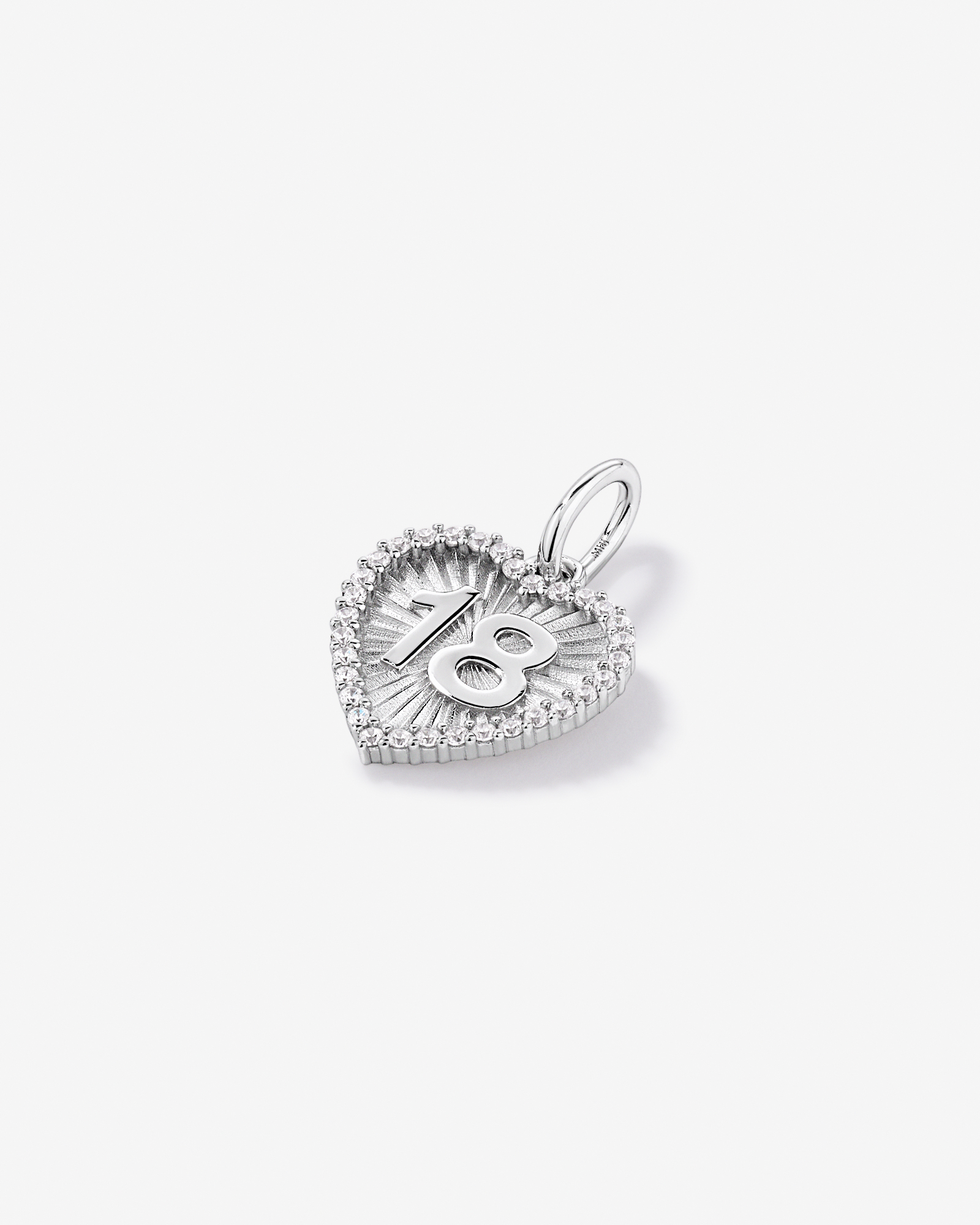 Pendentif cœur rayon de soleil 18 mm avec zircon cubique en argent sterling