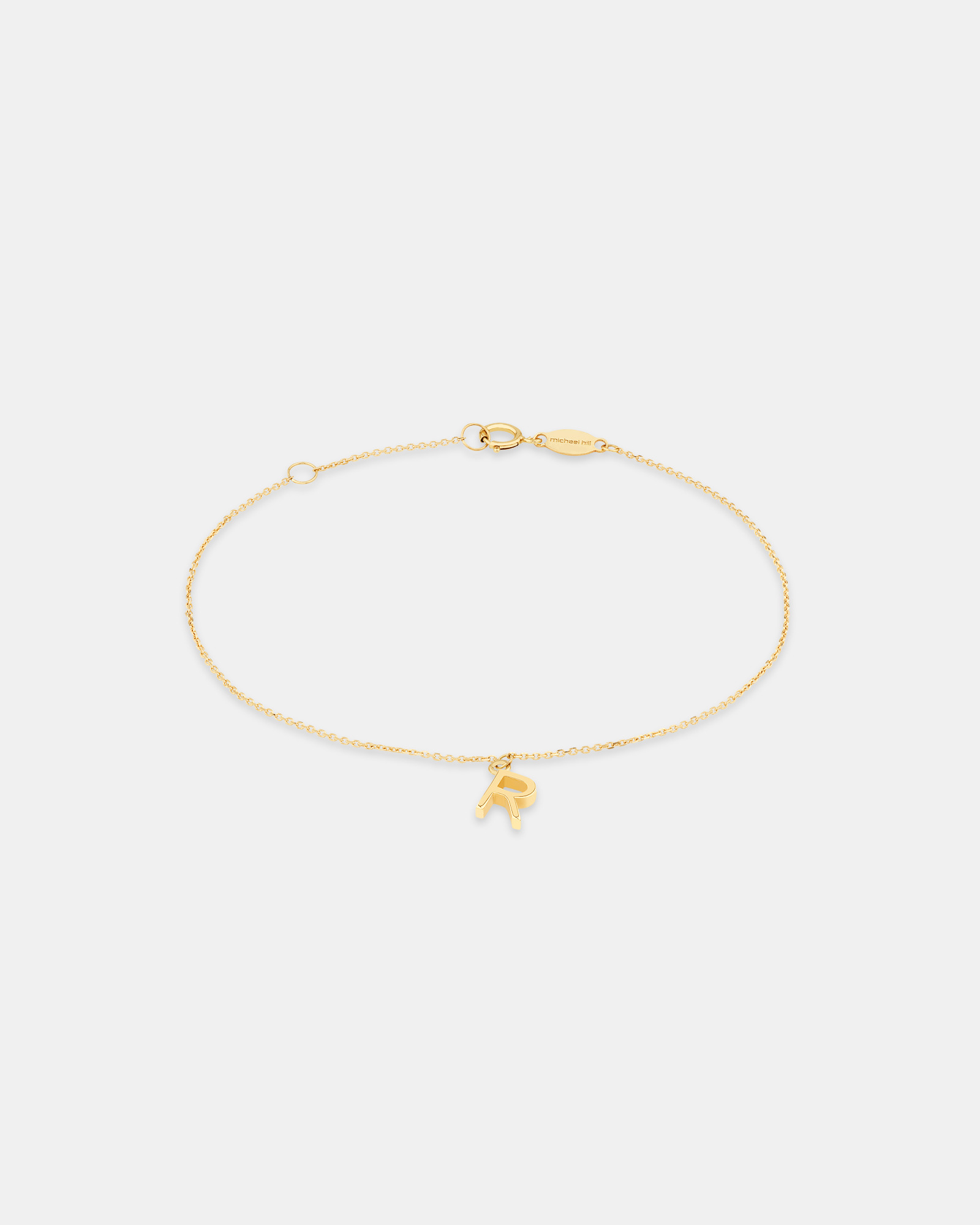 Collier à pendentif initiale R en or jaune 10 K