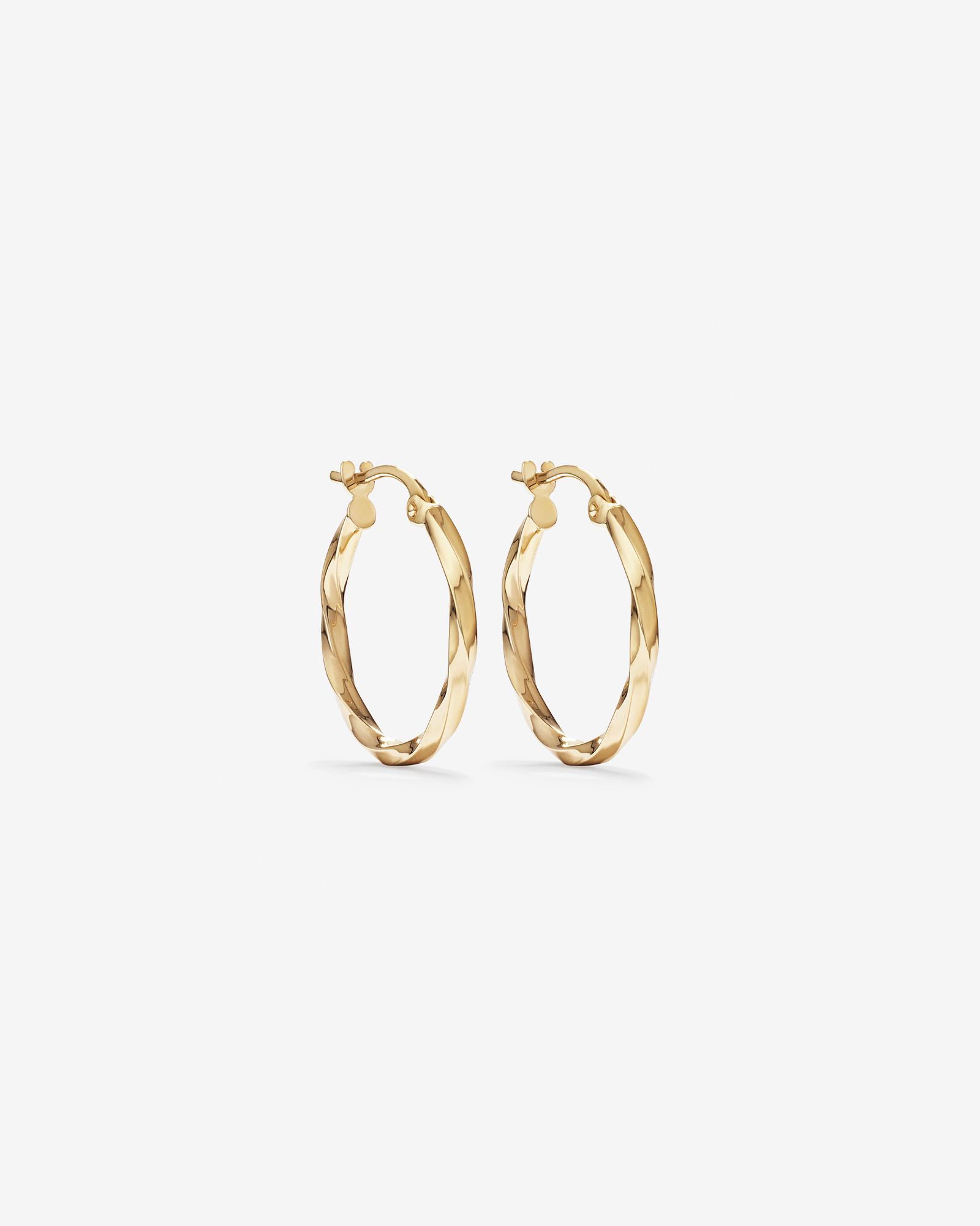 15mm Square Twist Hoop Earrings in 10kt Yellow Gold