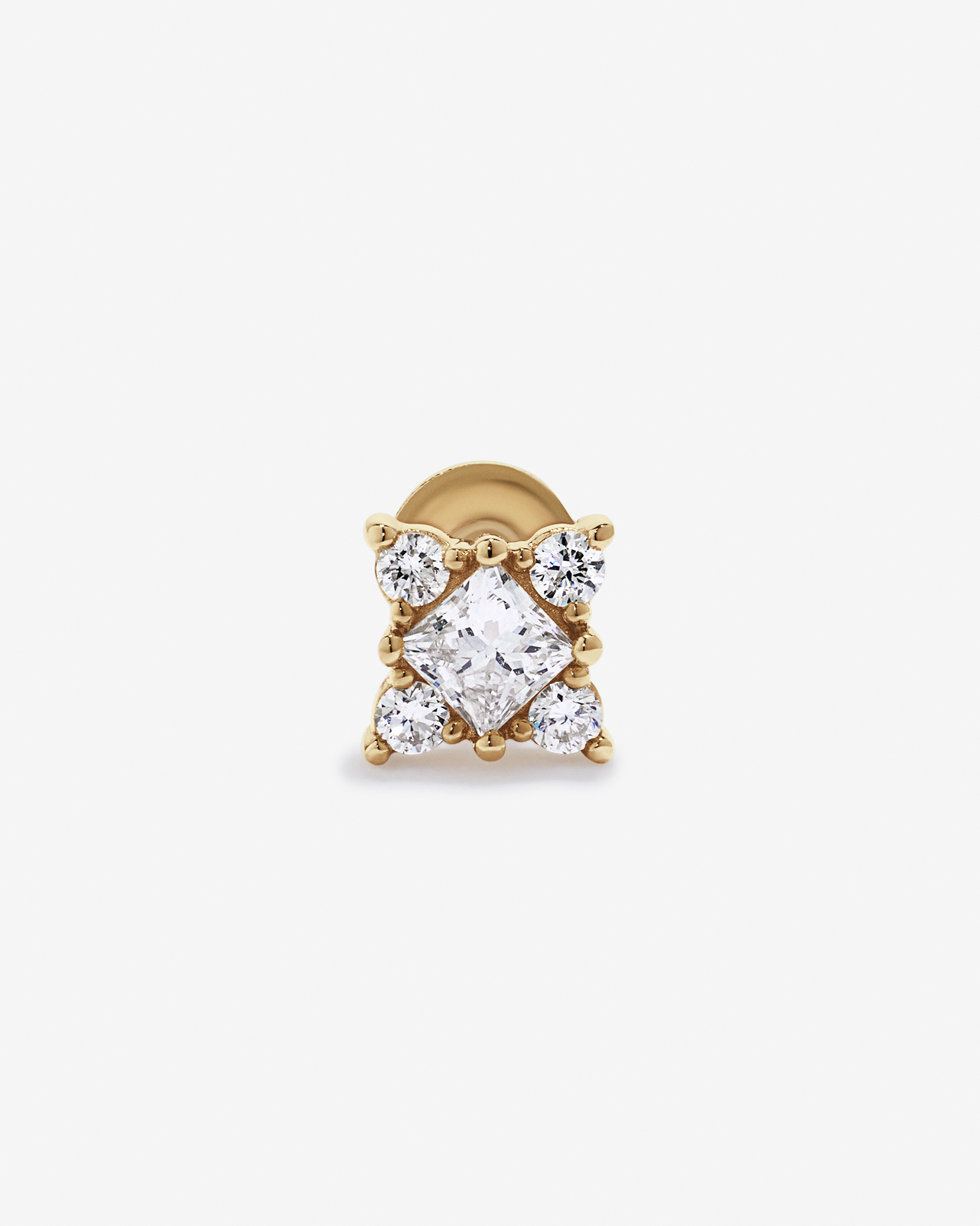 0.11TW Lab Diamond Princess Cut Helix Stud in 10kt Gold